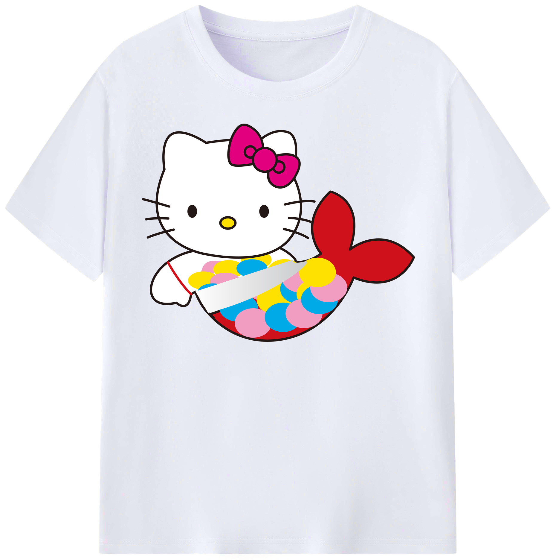 （画像用） Hello Kitty ハローキティ レディースカジュアルプリントTシャツ（綿100％）