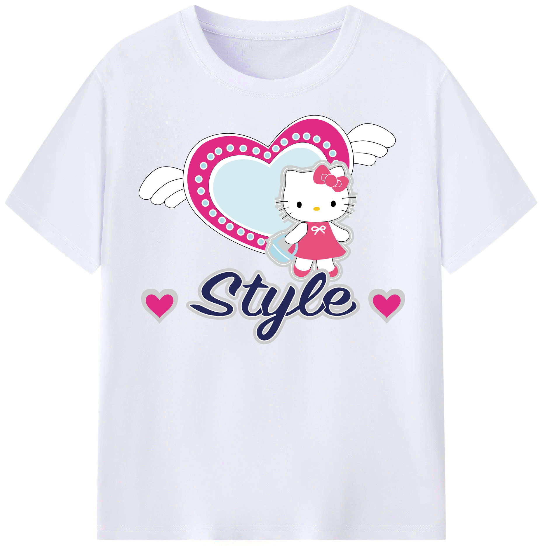 （画像用） Hello Kitty ハローキティ レディースカジュアルプリントTシャツ（綿100％）
