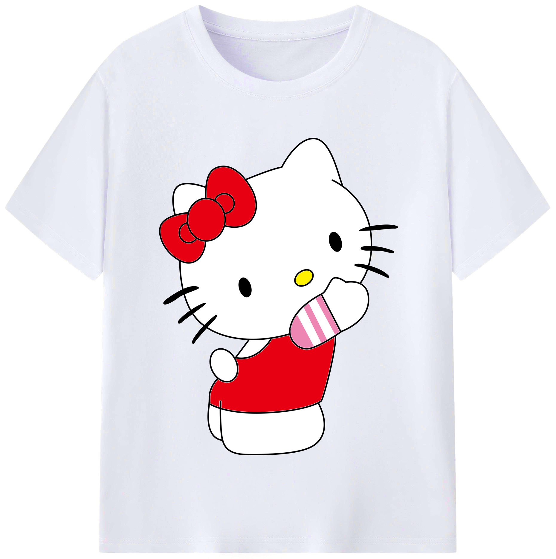 （画像用） Hello Kitty ハローキティ レディースカジュアルプリントTシャツ（綿100％）