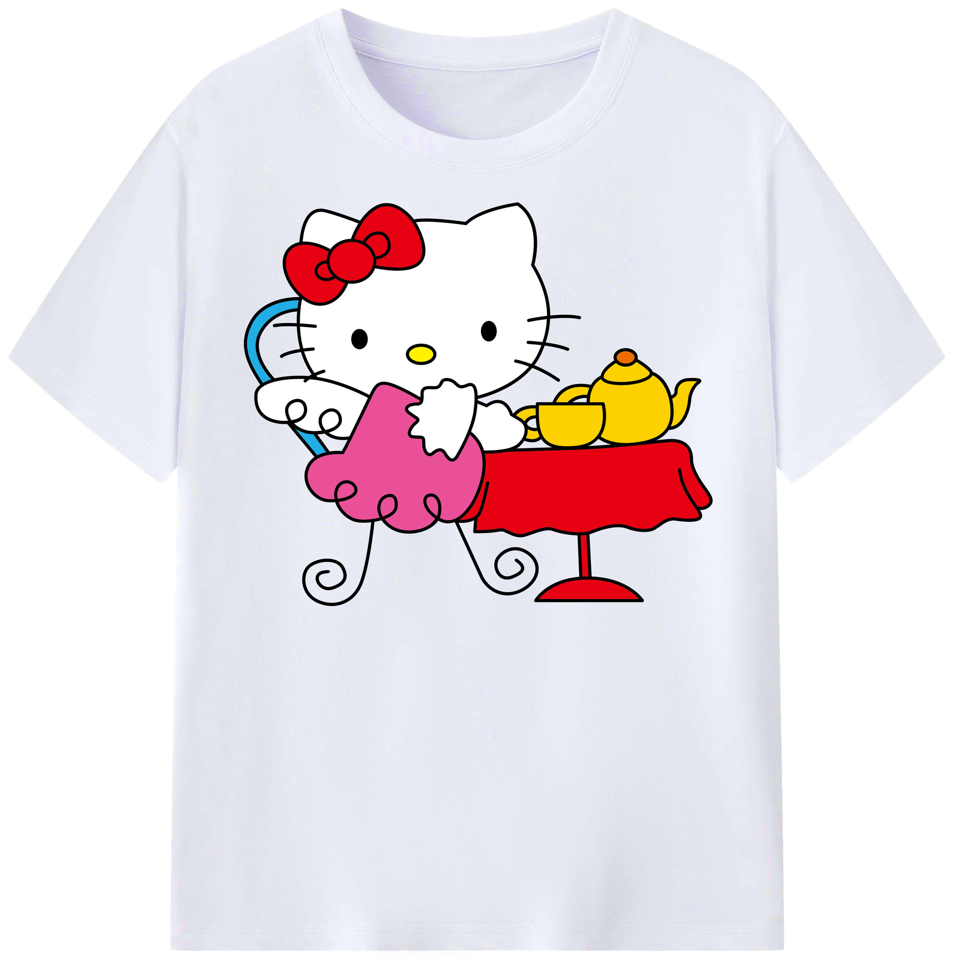 （画像用） Hello Kitty ハローキティ レディースカジュアルプリントTシャツ（綿100％）