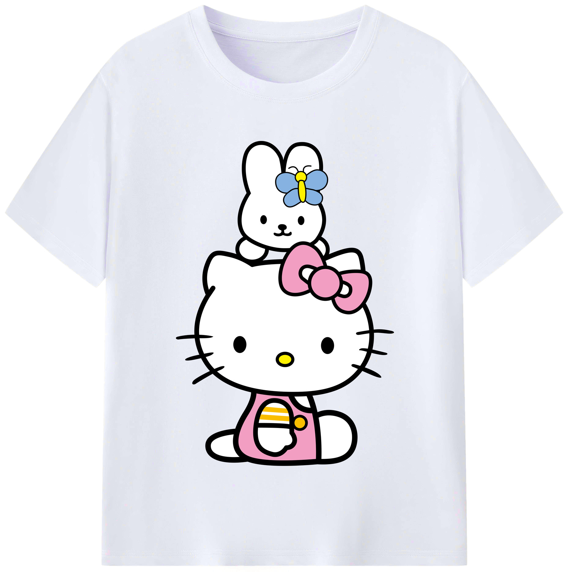 （画像用） Hello Kitty ハローキティ レディースカジュアルプリントTシャツ（綿100％）