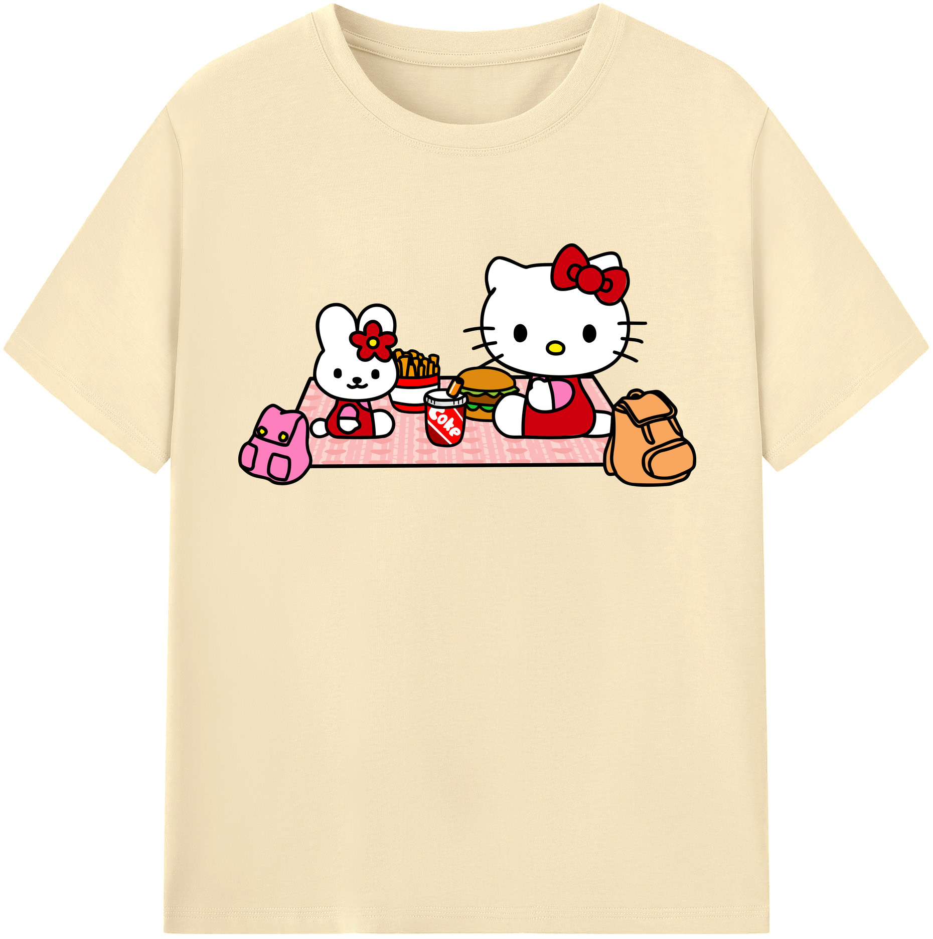 （画像用） Hello Kitty ハローキティ 綿100％半袖Tシャツ（フロントプリント）