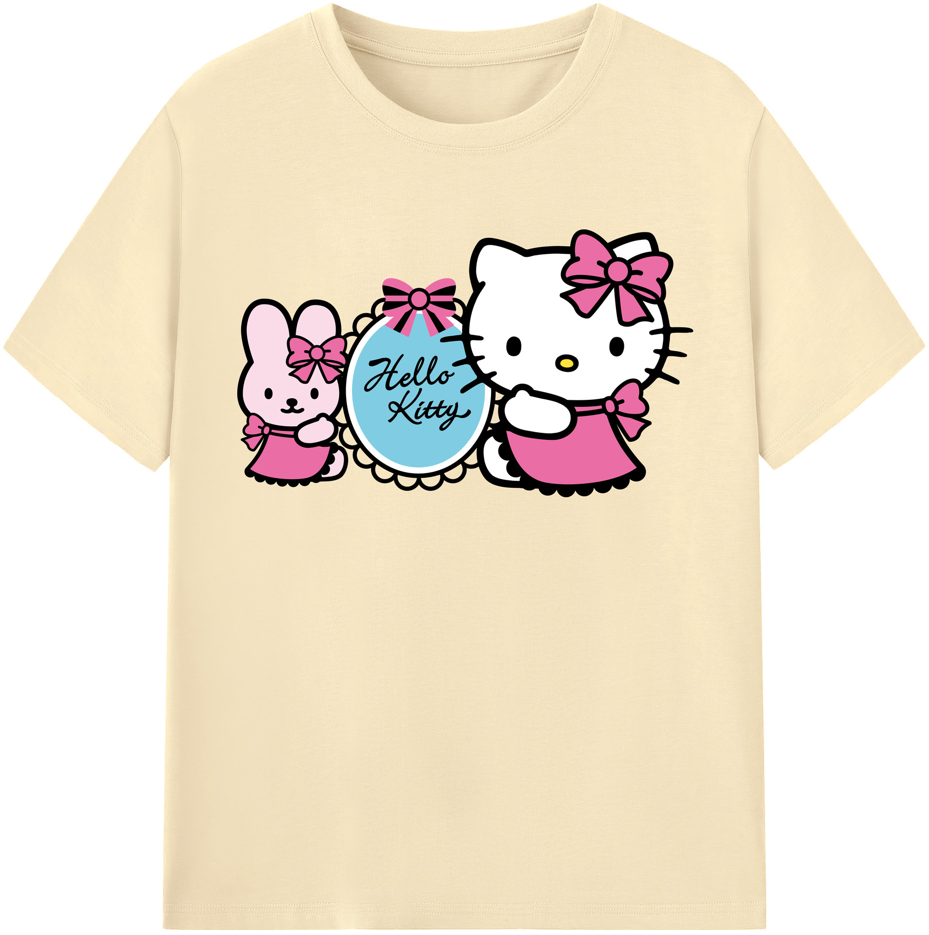 （画像用） Hello Kitty ハローキティ 綿100％半袖Tシャツ（フロントプリント）