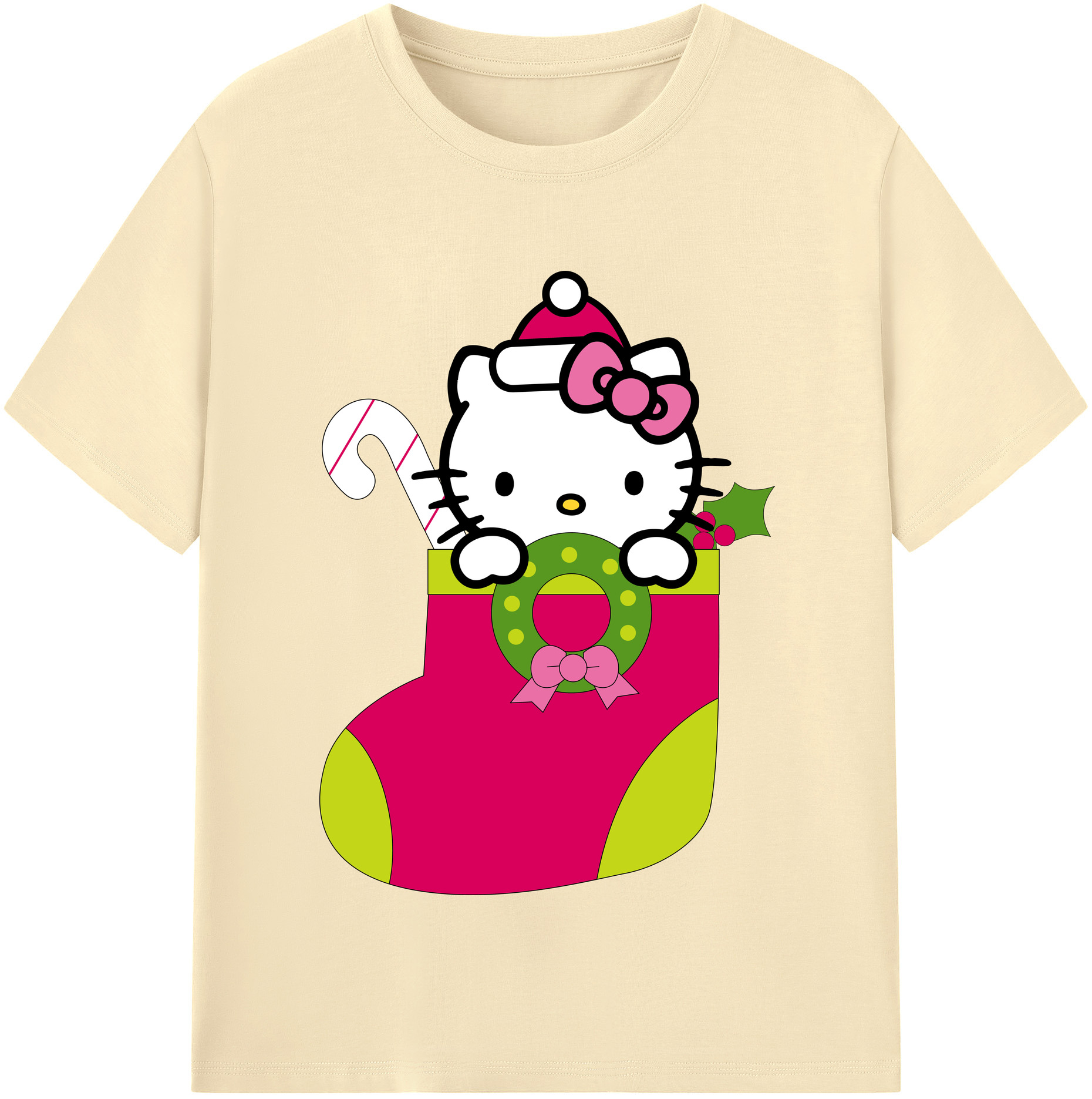 （画像用） Hello Kitty ハローキティ 綿100％半袖Tシャツ（フロントプリント）