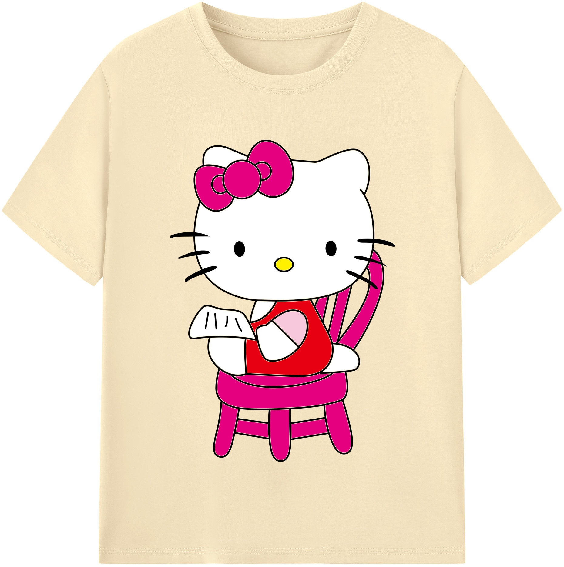 （画像用） Hello Kitty ハローキティ 綿100％半袖Tシャツ（フロントプリント）