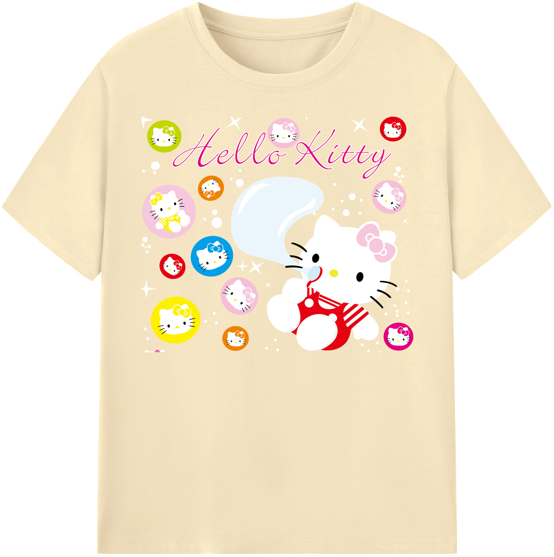 （画像用） Hello Kitty ハローキティ 綿100％半袖Tシャツ（フロントプリント）