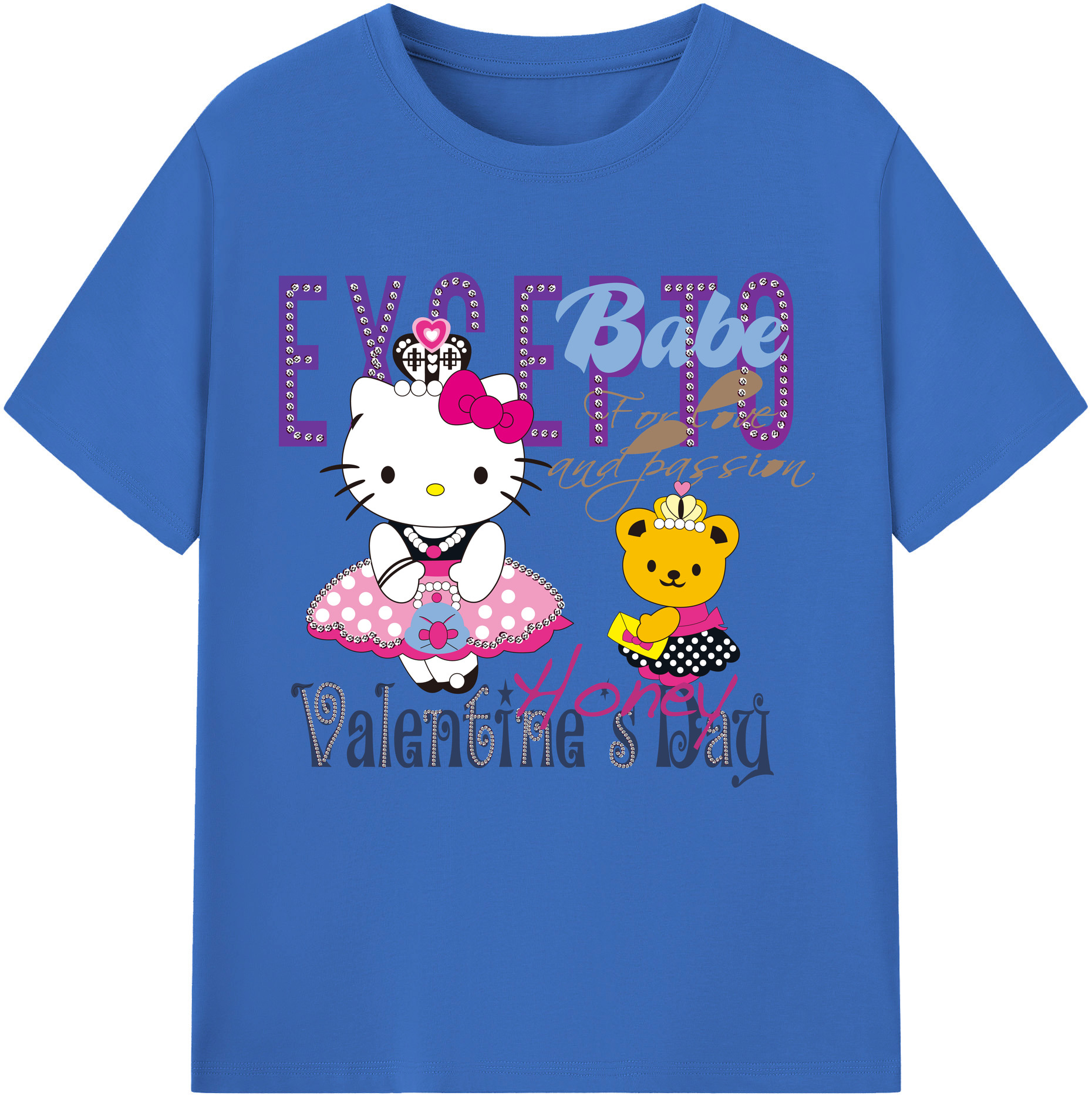 （画像用） Hello Kitty ハローキティ 綿100％半袖Tシャツ（フロントプリント）