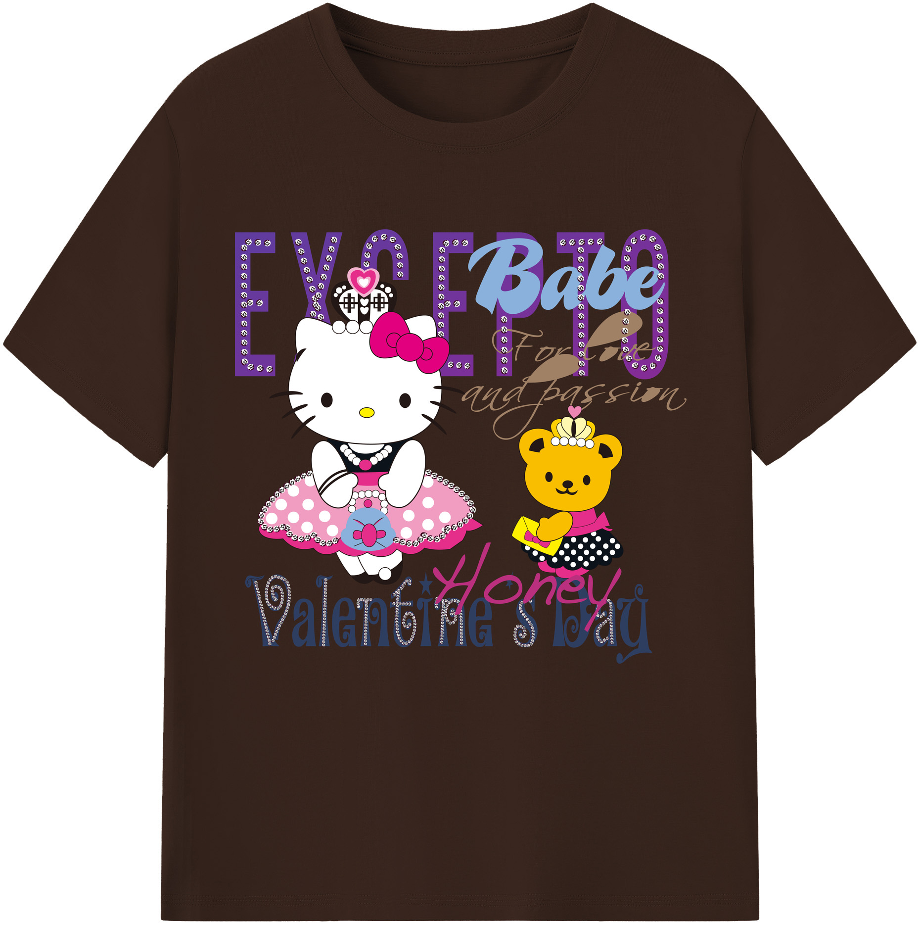 （画像用） Hello Kitty ハローキティ 綿100％半袖Tシャツ（フロントプリント）