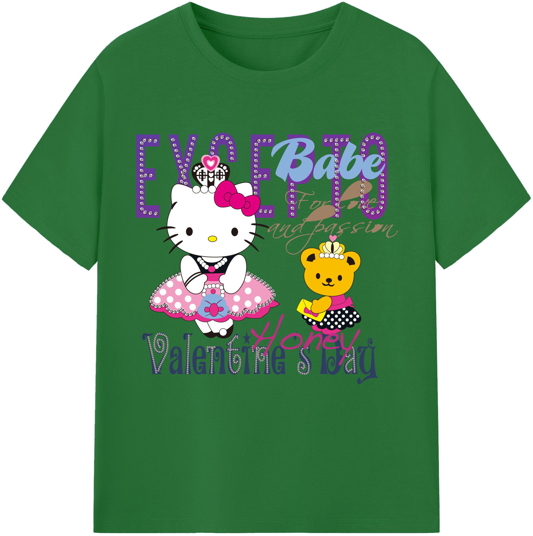（画像用） Hello Kitty ハローキティ 綿100％半袖Tシャツ（フロントプリント）
