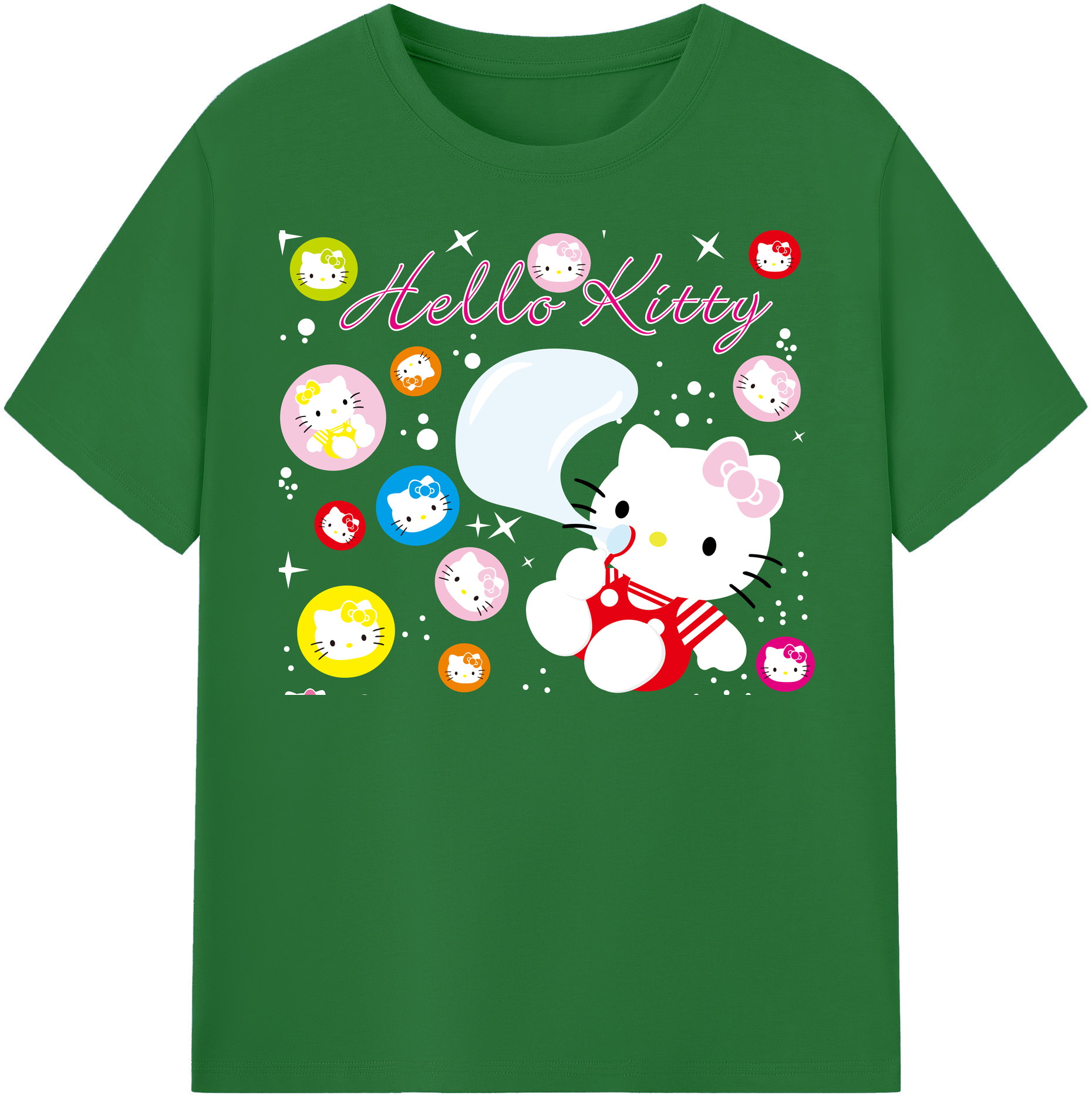 （画像用） Hello Kitty ハローキティ 綿100％半袖Tシャツ（フロントプリント）