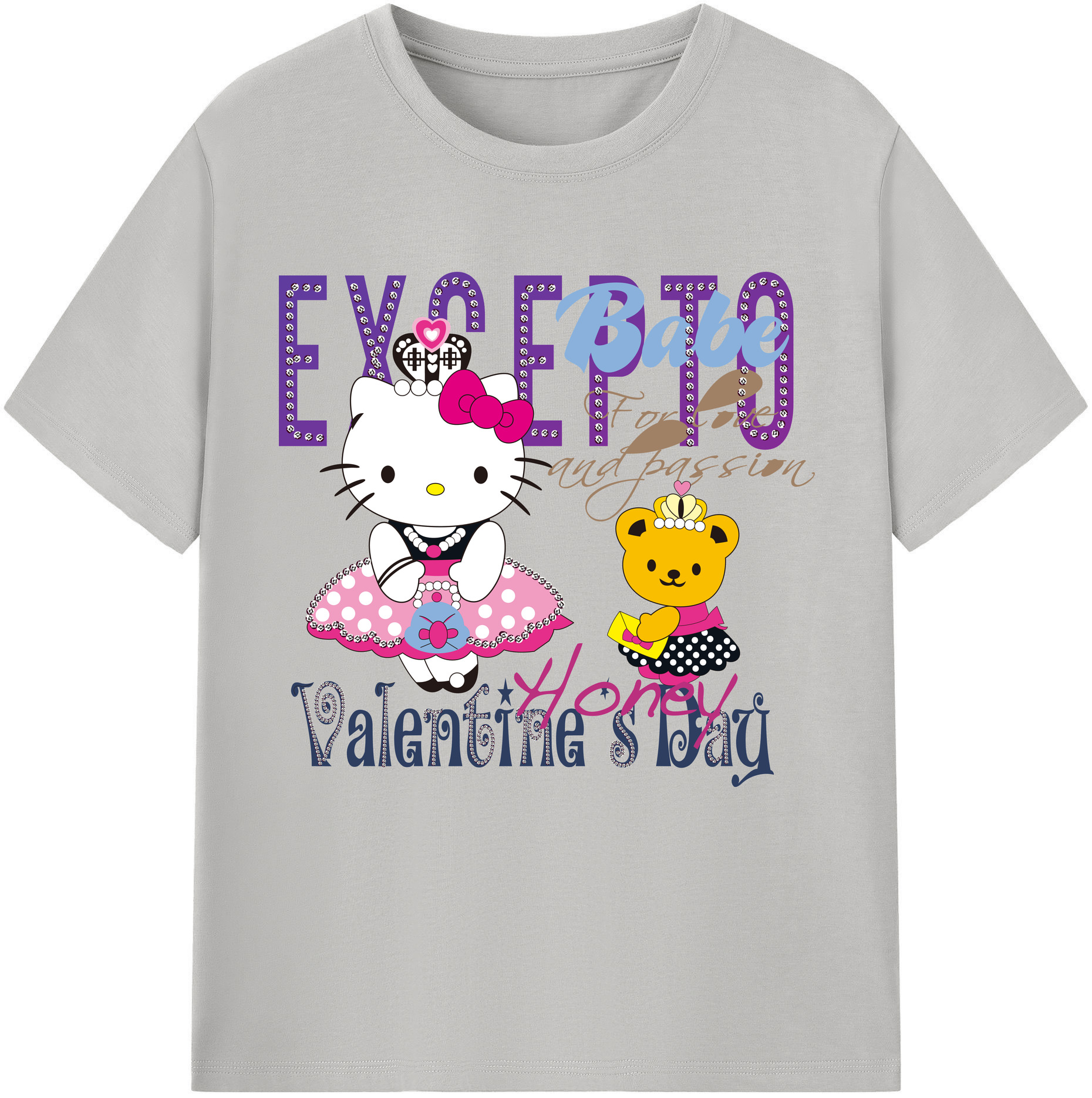 （画像用） Hello Kitty ハローキティ 綿100％半袖Tシャツ（フロントプリント）