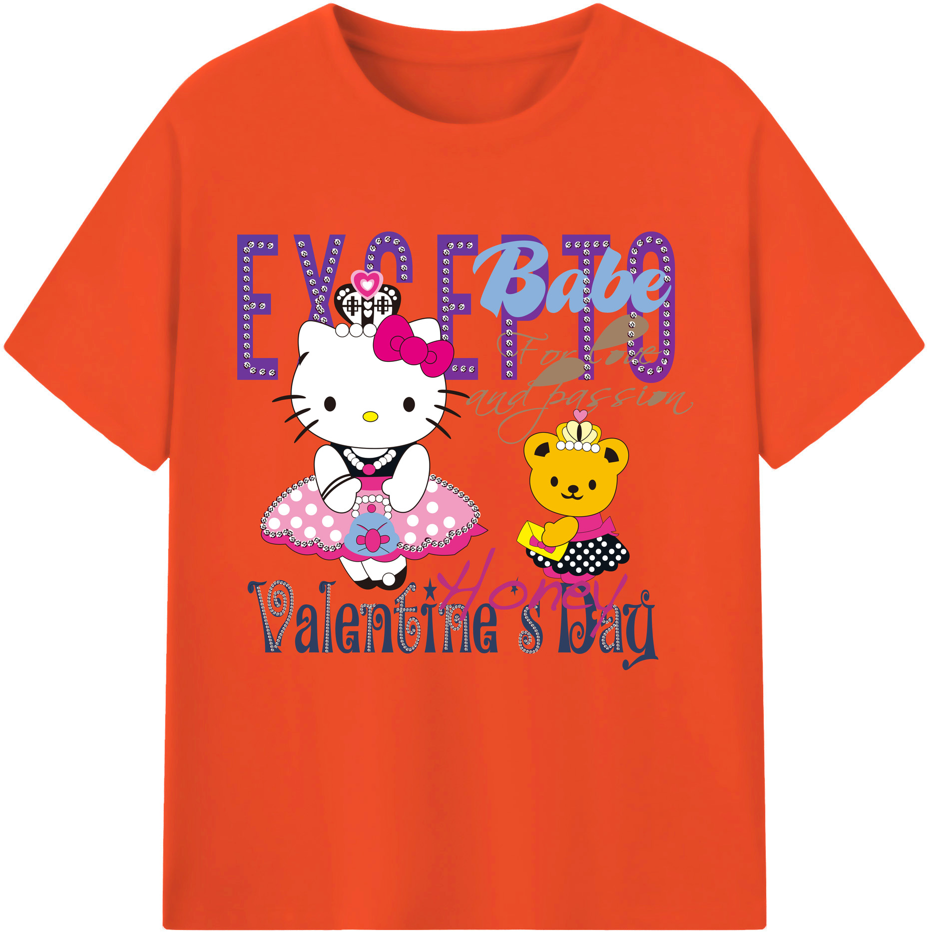 （画像用） Hello Kitty ハローキティ 綿100％半袖Tシャツ（フロントプリント）