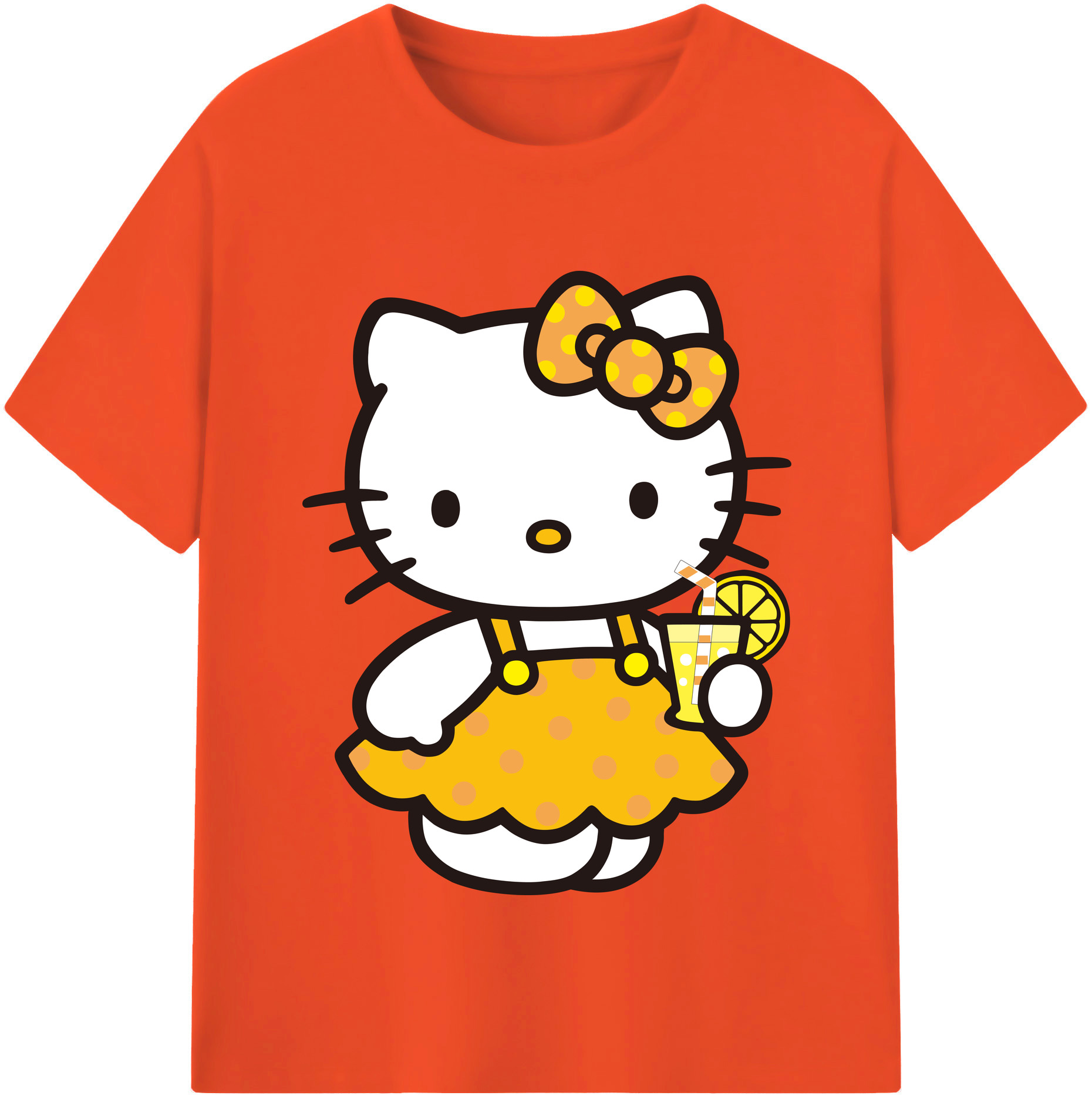 （画像用） Hello Kitty ハローキティ 綿100％半袖Tシャツ（フロントプリント）