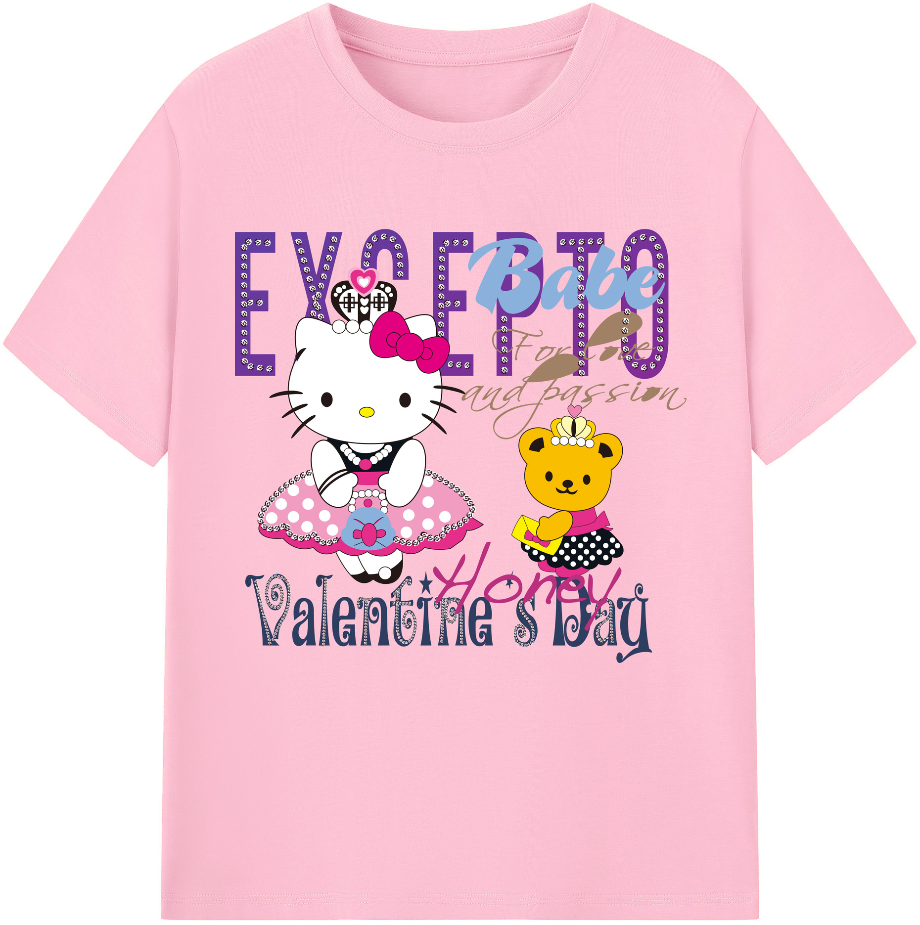 （画像用） Hello Kitty ハローキティ 綿100％半袖Tシャツ（フロントプリント）