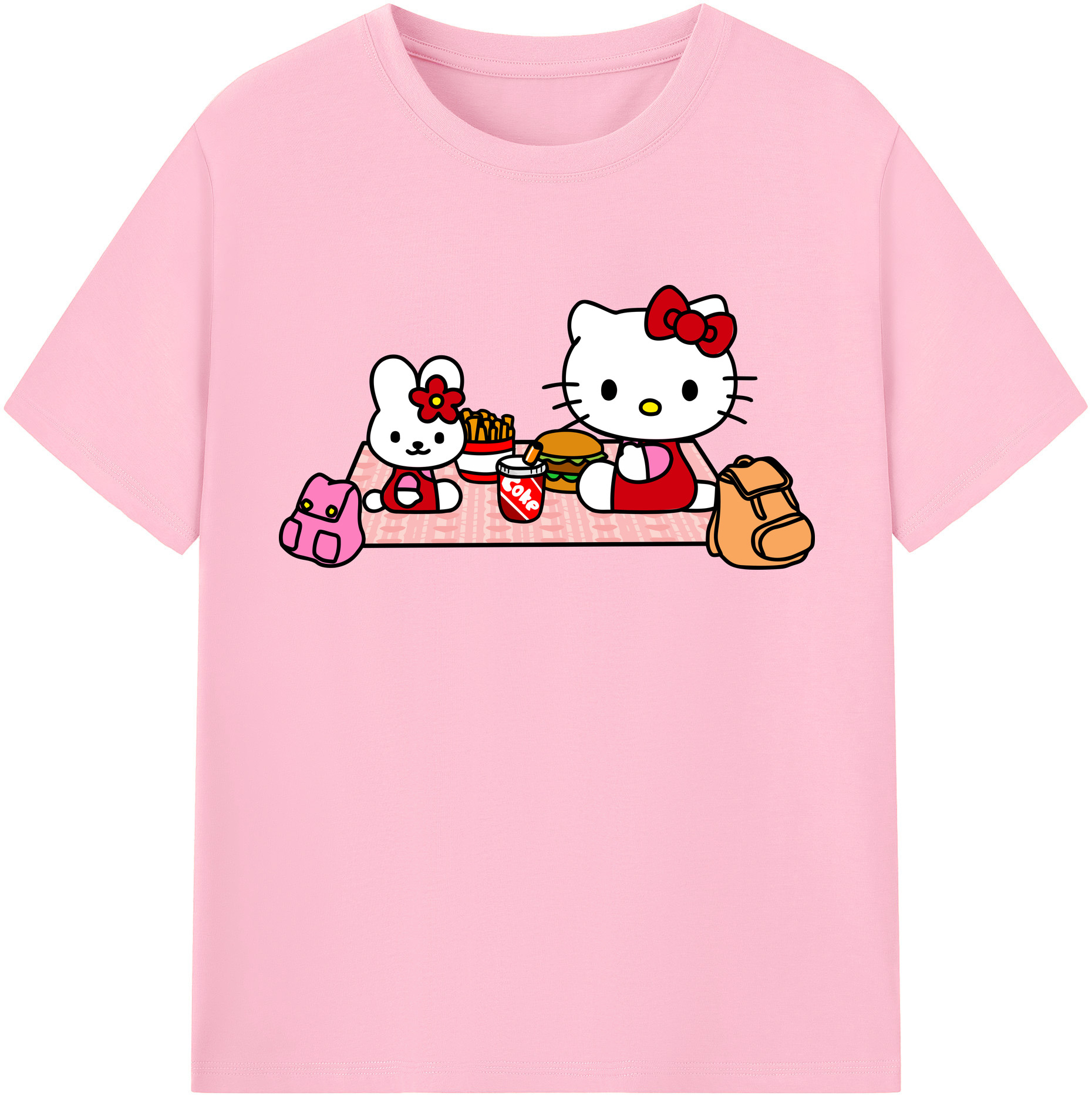 （画像用） Hello Kitty ハローキティ 綿100％半袖Tシャツ（フロントプリント）