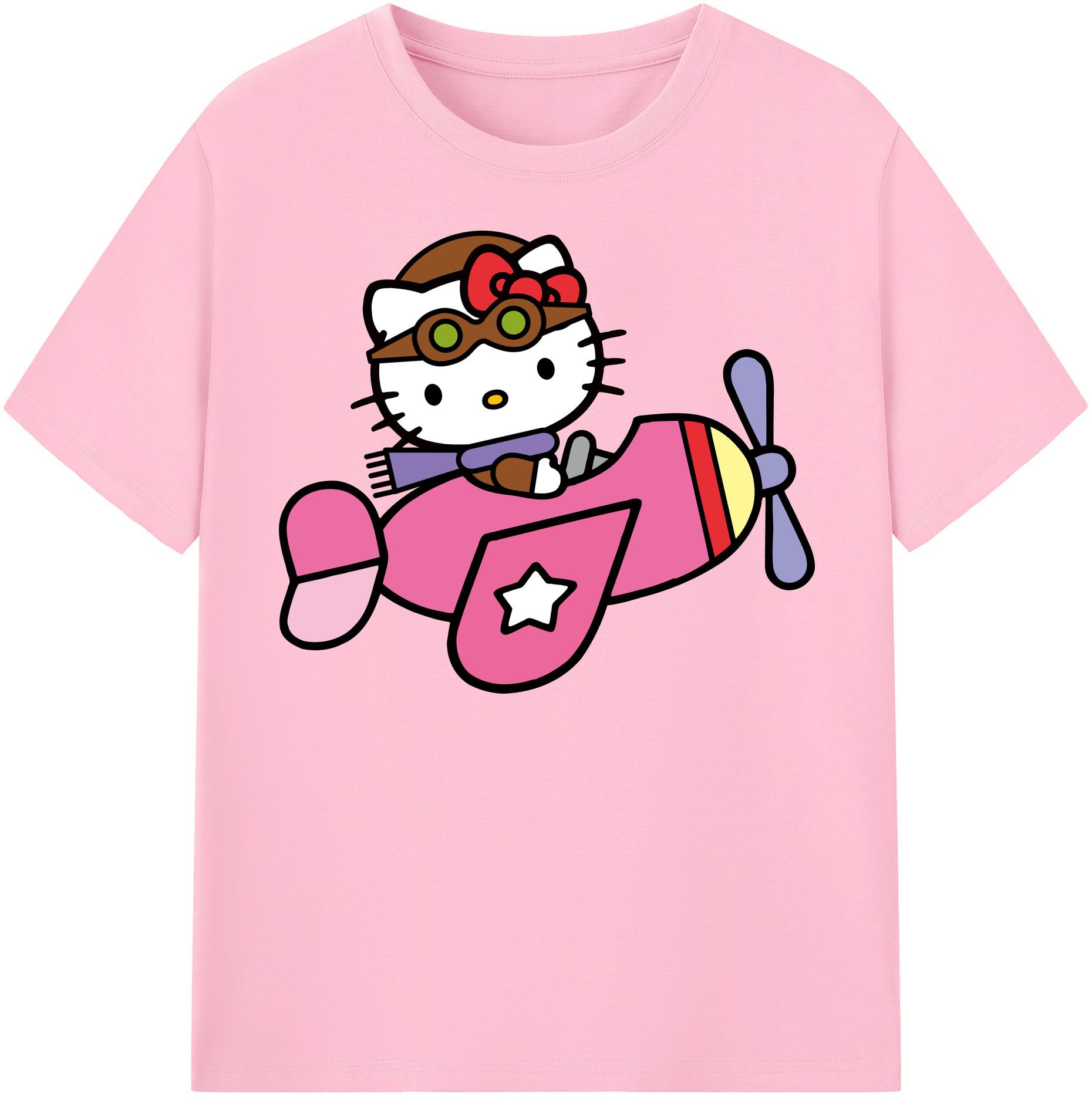 （画像用） Hello Kitty ハローキティ 綿100％半袖Tシャツ（フロントプリント）