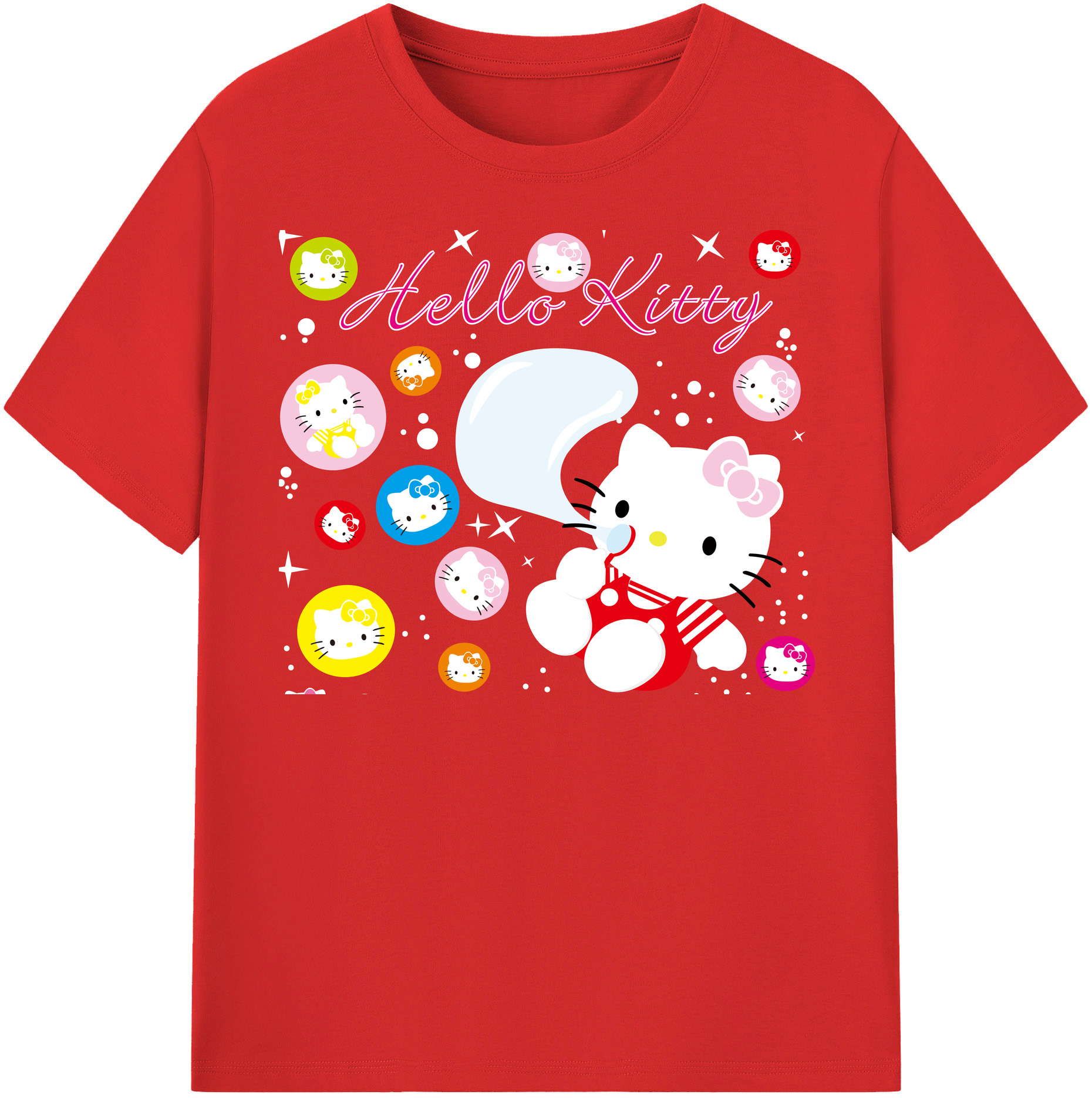 （画像用） Hello Kitty ハローキティ 綿100％半袖Tシャツ（フロントプリント）