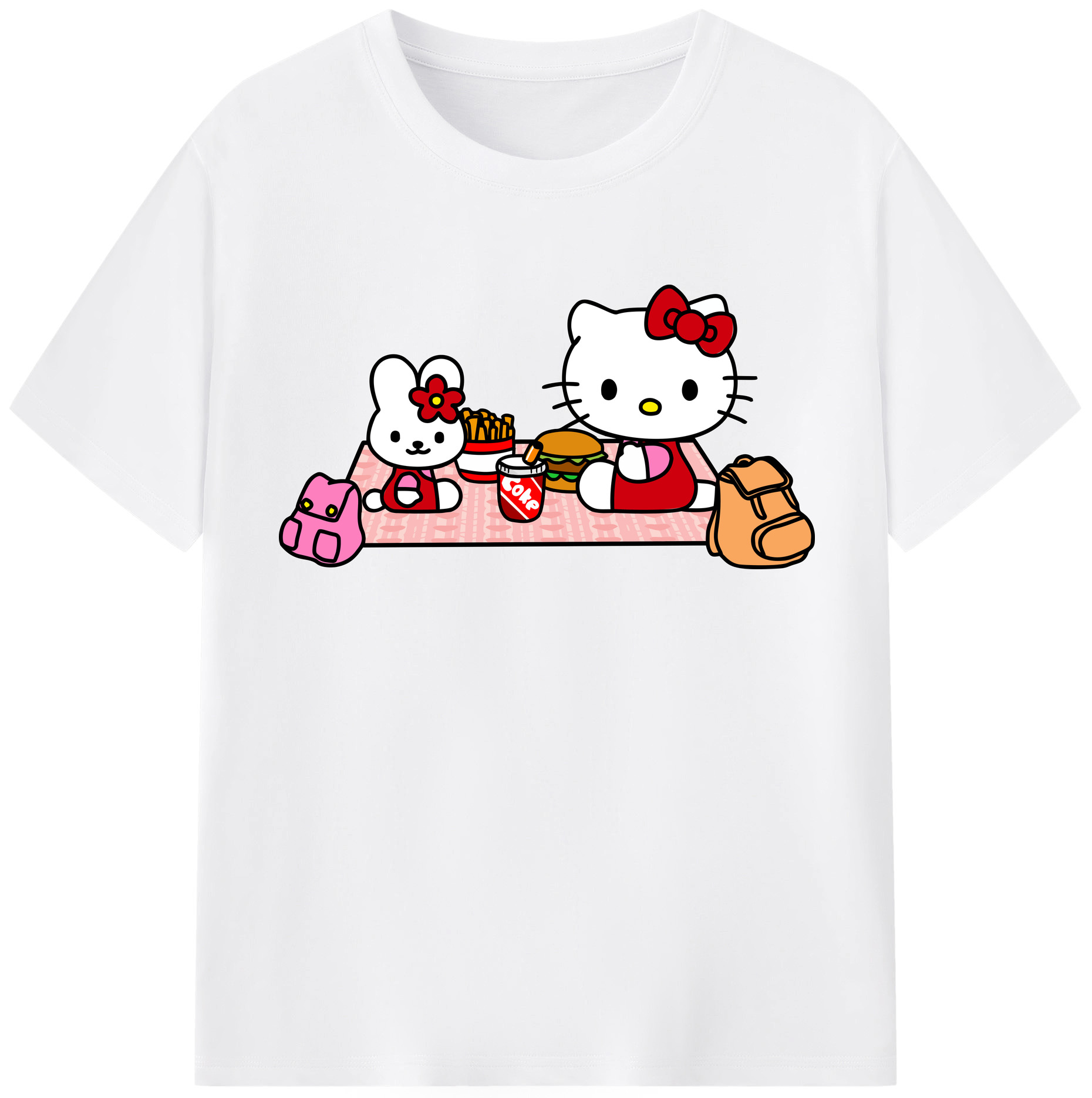（画像用） Hello Kitty ハローキティ 綿100％半袖Tシャツ（フロントプリント）