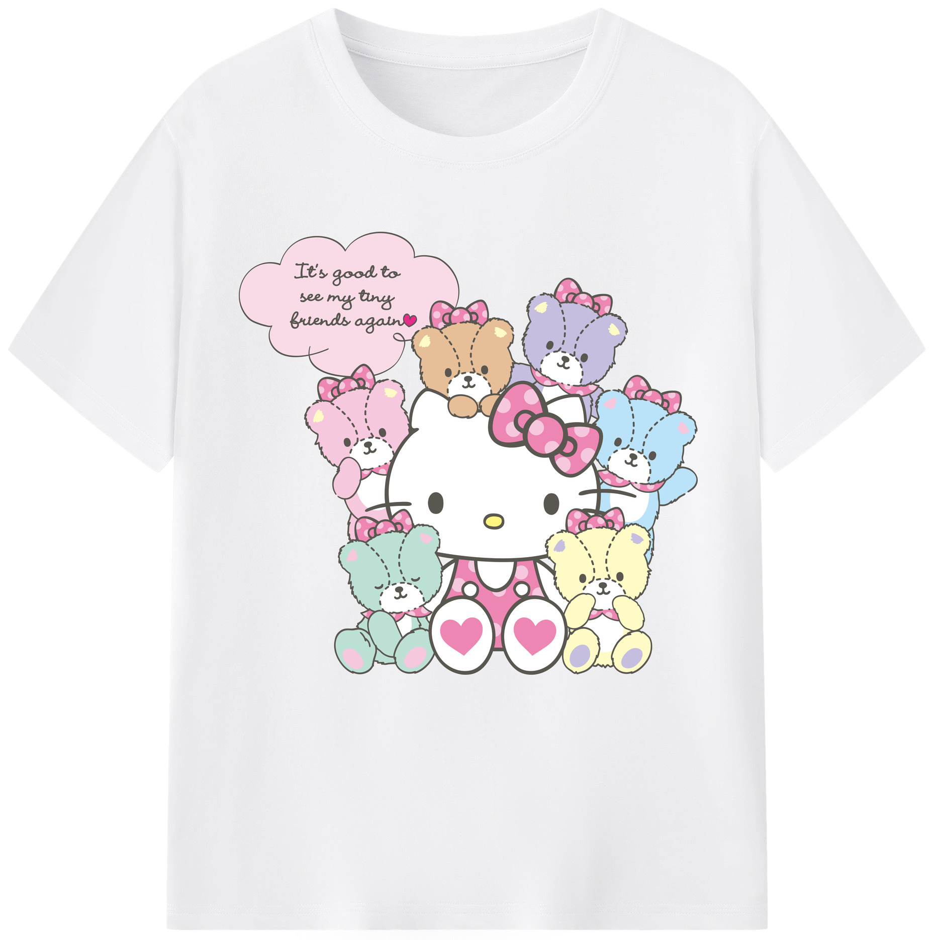 （画像用） Hello Kitty ハローキティ 綿100％半袖Tシャツ（フロントプリント）