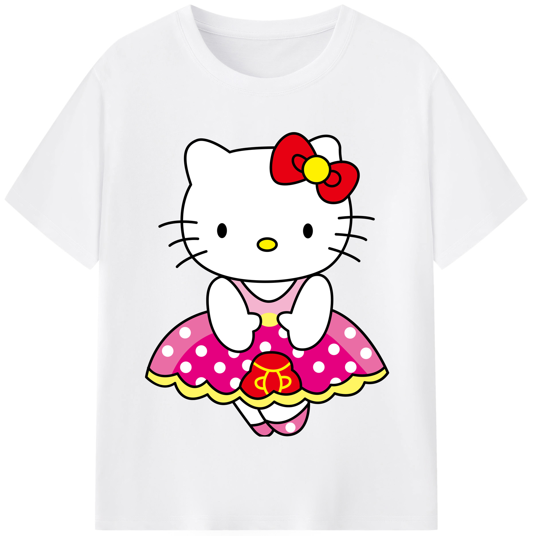 （画像用） Hello Kitty ハローキティ 綿100％半袖Tシャツ（フロントプリント）