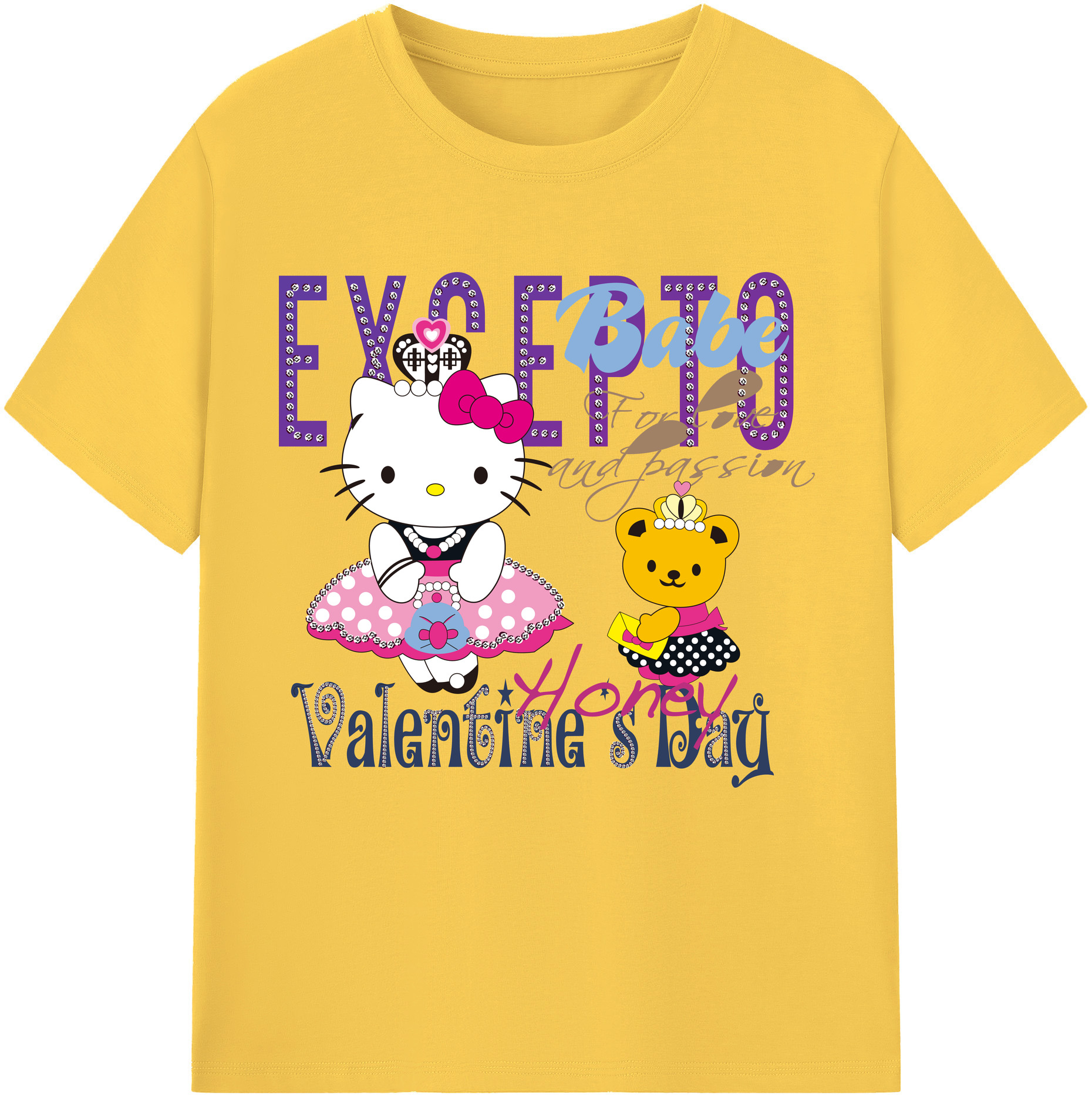 （画像用） Hello Kitty ハローキティ 綿100％半袖Tシャツ（フロントプリント）