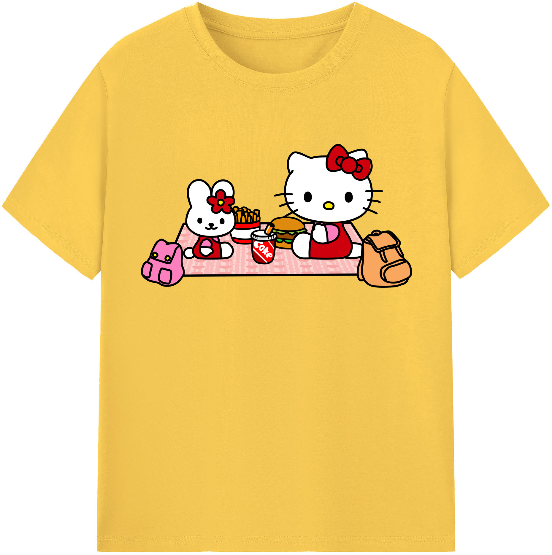 （画像用） Hello Kitty ハローキティ 綿100％半袖Tシャツ（フロントプリント）