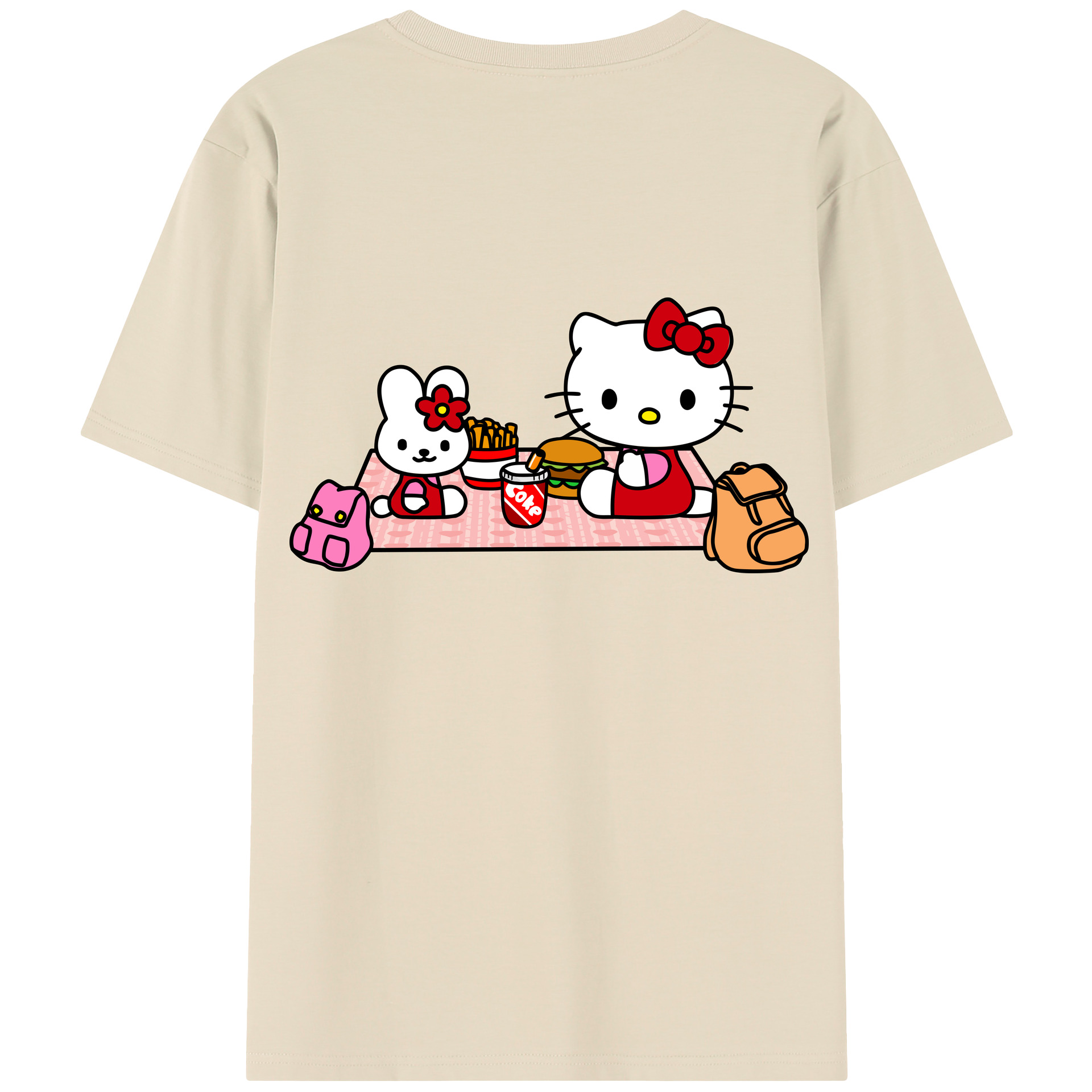 （画像用） Hello Kitty ハローキティ 綿100％半袖Tシャツ（背面プリント）