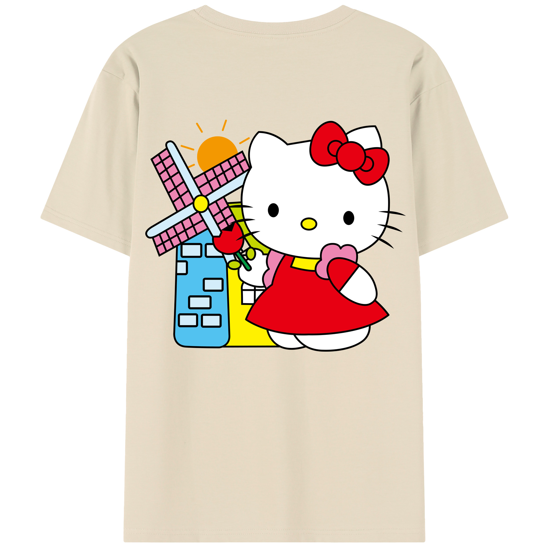（画像用） Hello Kitty ハローキティ 綿100％半袖Tシャツ（背面プリント）