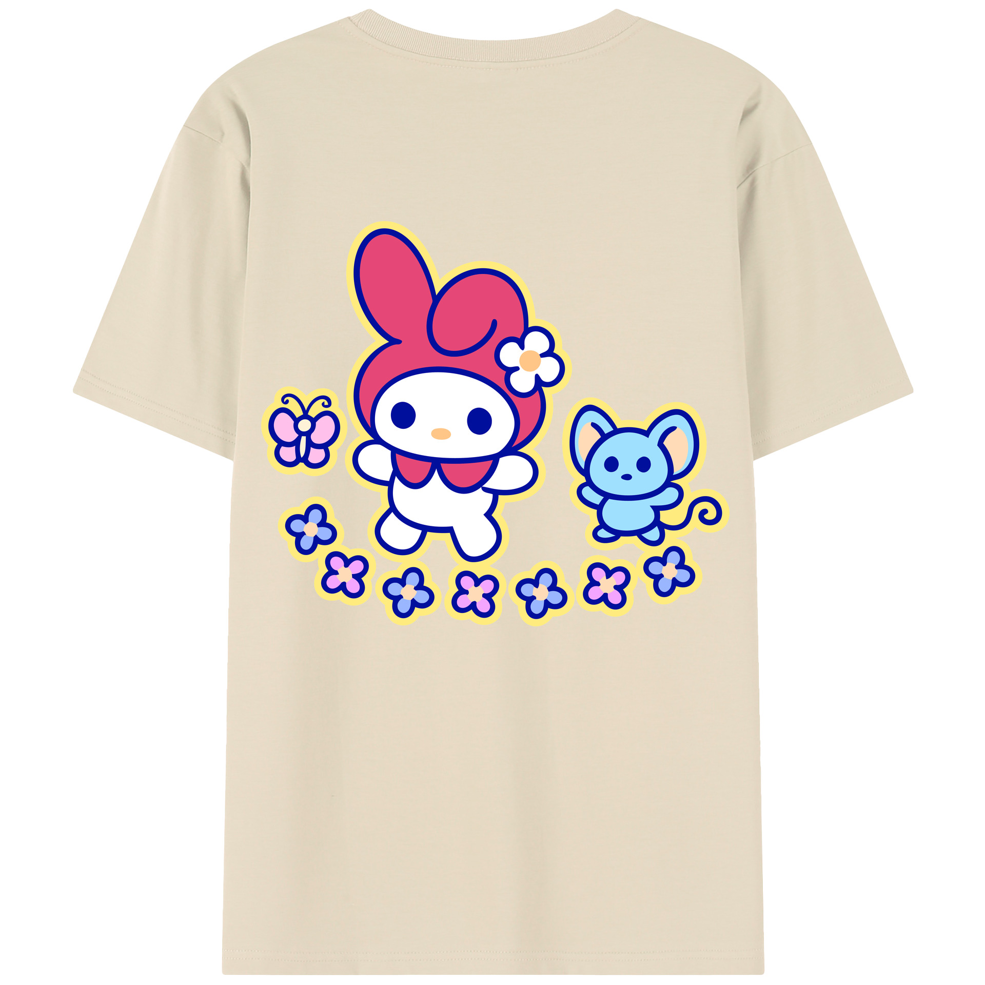 （画像用） Hello Kitty ハローキティ 綿100％半袖Tシャツ（背面プリント）
