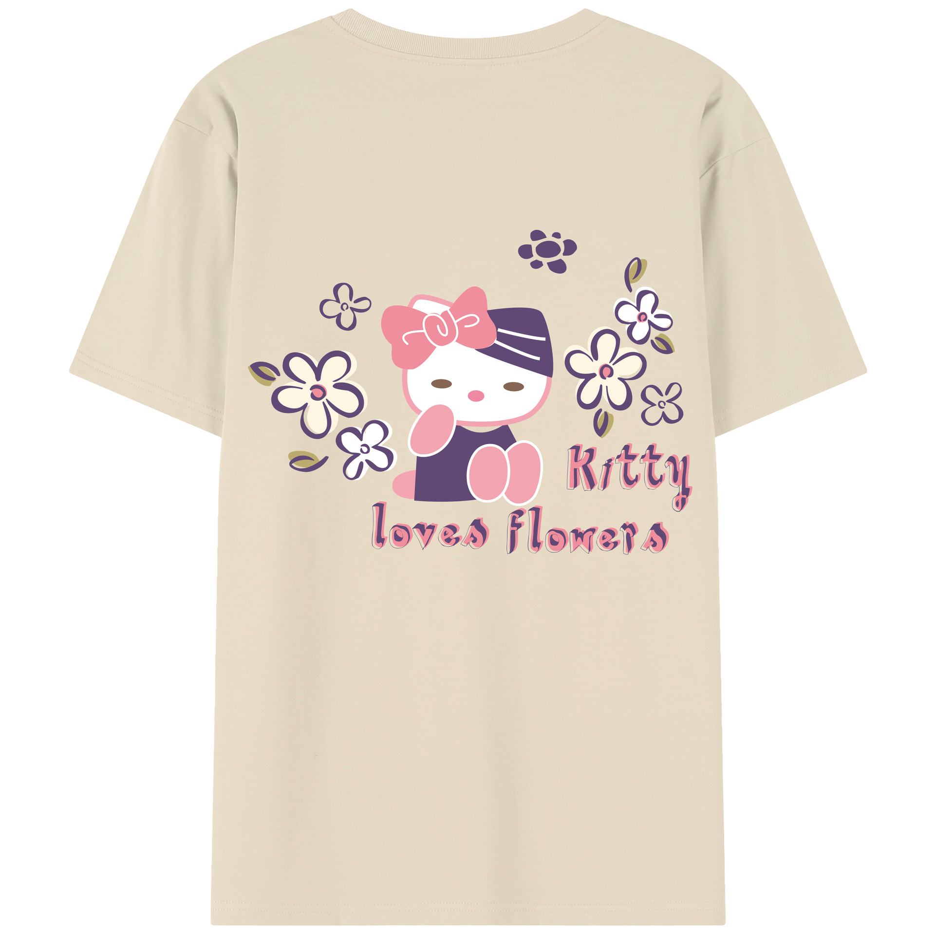 （画像用） Hello Kitty ハローキティ 綿100％半袖Tシャツ（背面プリント）