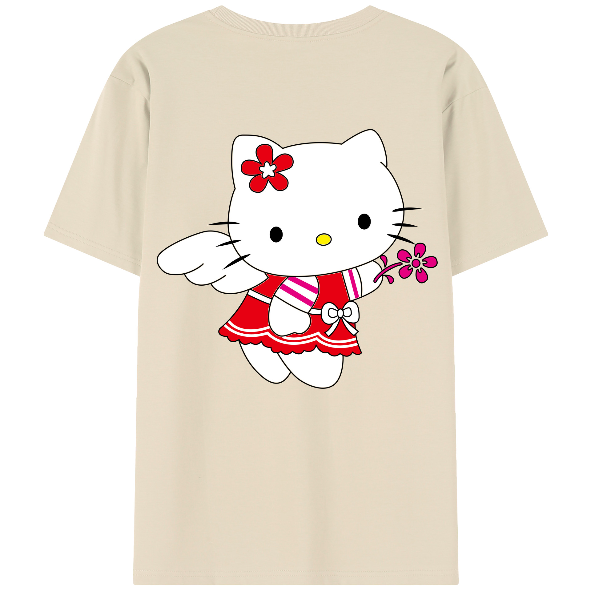 （画像用） Hello Kitty ハローキティ 綿100％半袖Tシャツ（背面プリント）