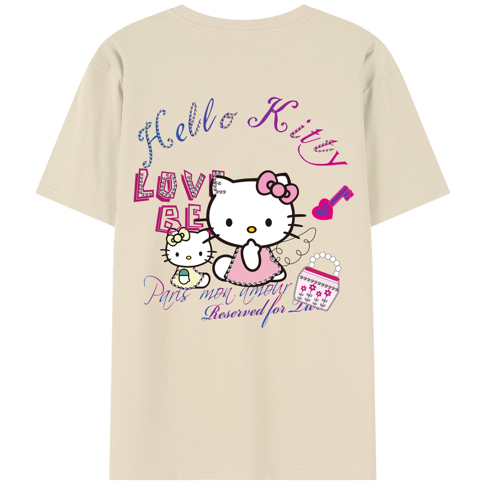 （画像用） Hello Kitty ハローキティ 綿100％半袖Tシャツ（背面プリント）