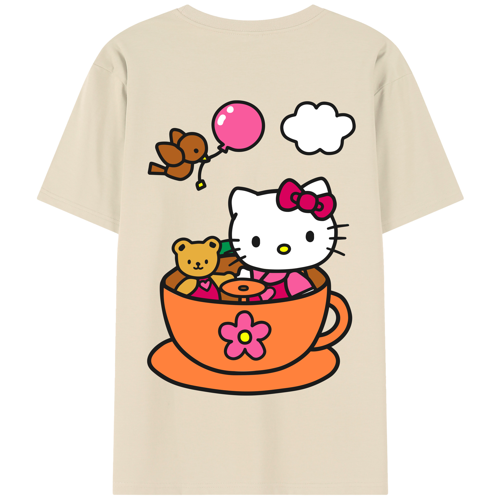 （画像用） Hello Kitty ハローキティ 綿100％半袖Tシャツ（背面プリント）
