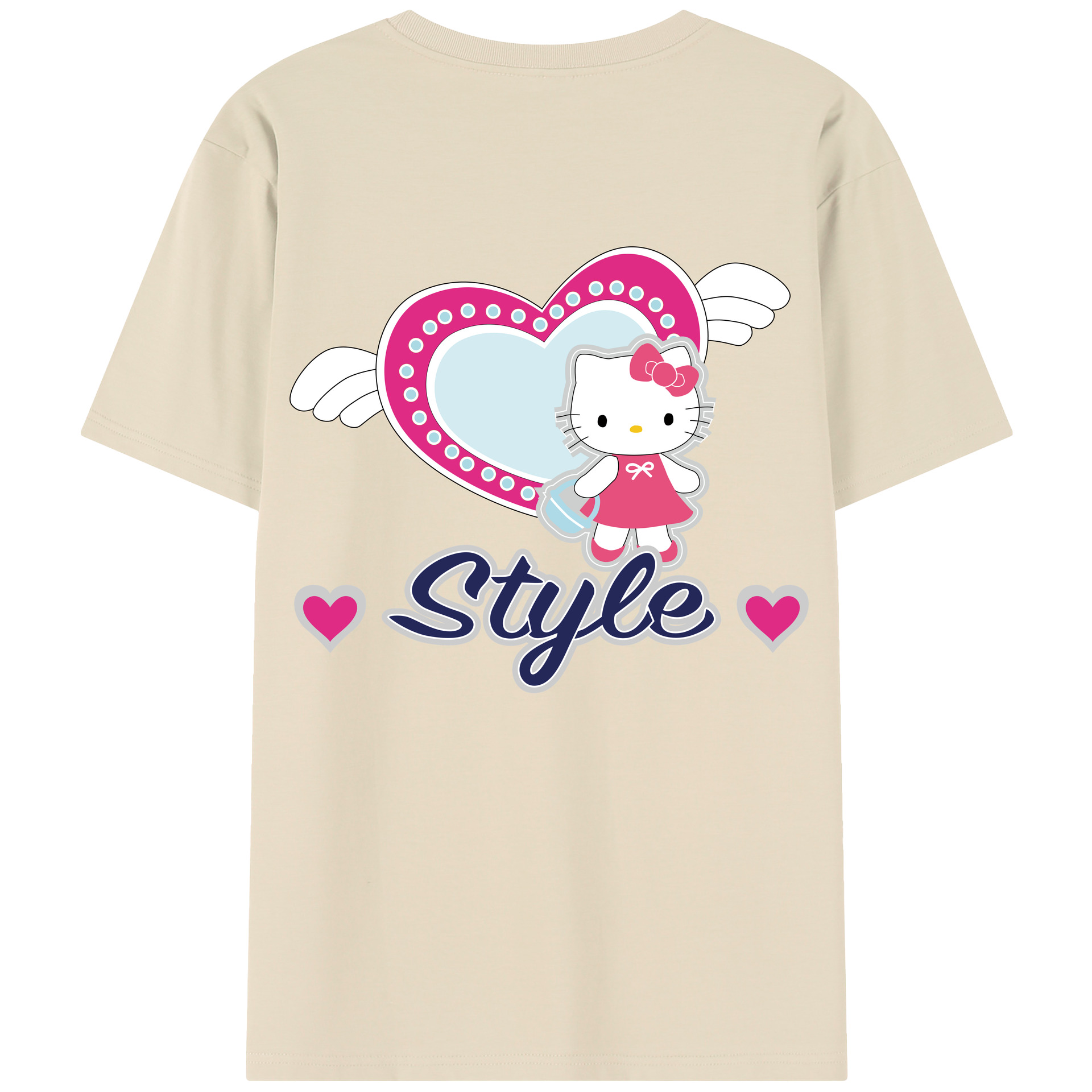 （画像用） Hello Kitty ハローキティ 綿100％半袖Tシャツ（背面プリント）