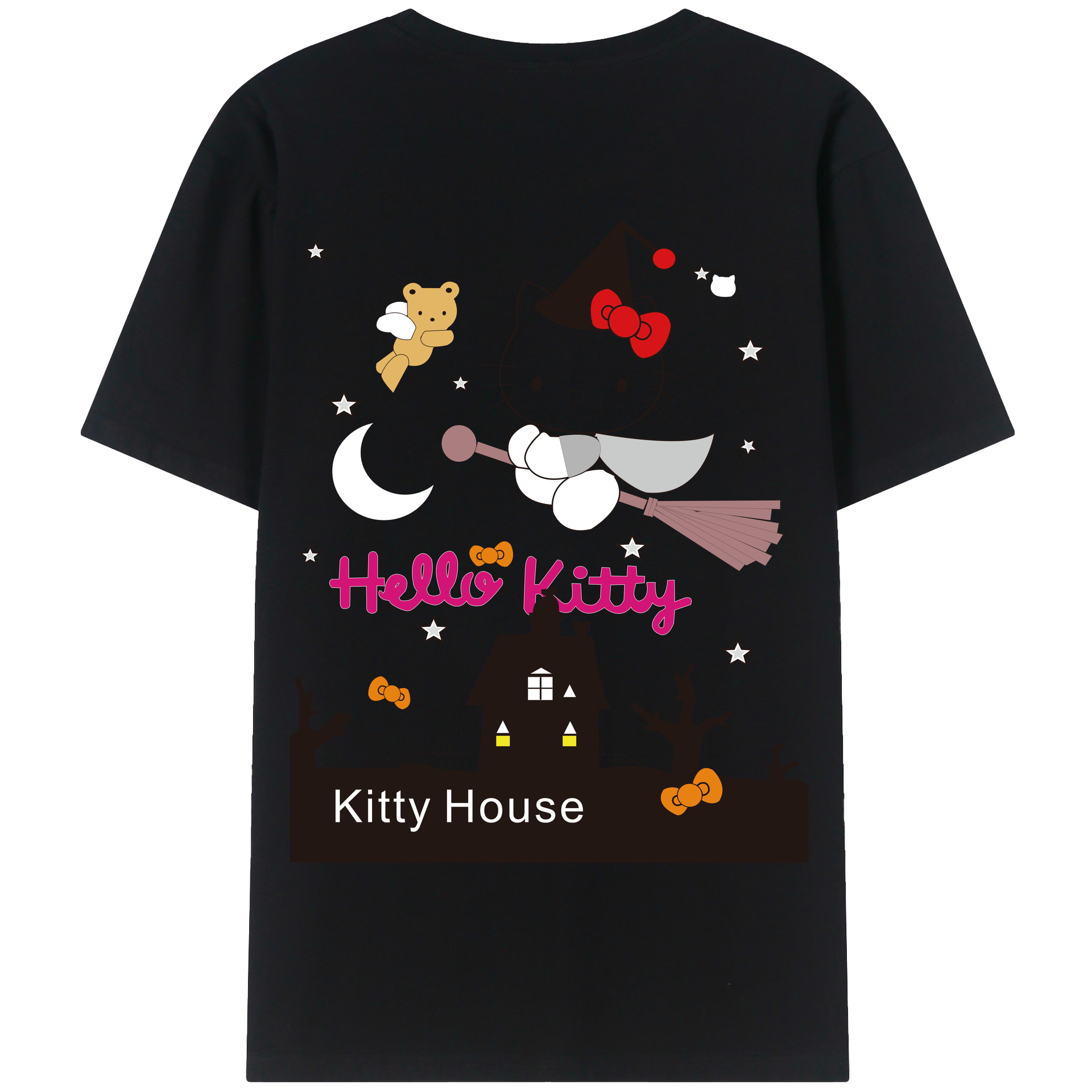 （画像用） Hello Kitty ハローキティ 綿100％半袖Tシャツ（背面プリント）
