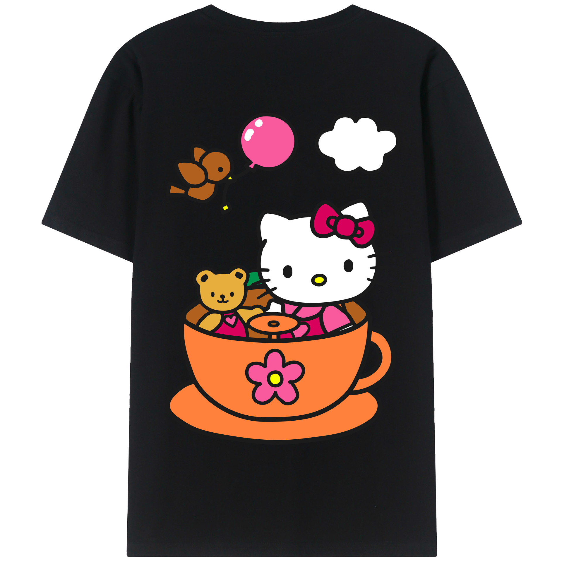（画像用） Hello Kitty ハローキティ 綿100％半袖Tシャツ（背面プリント）