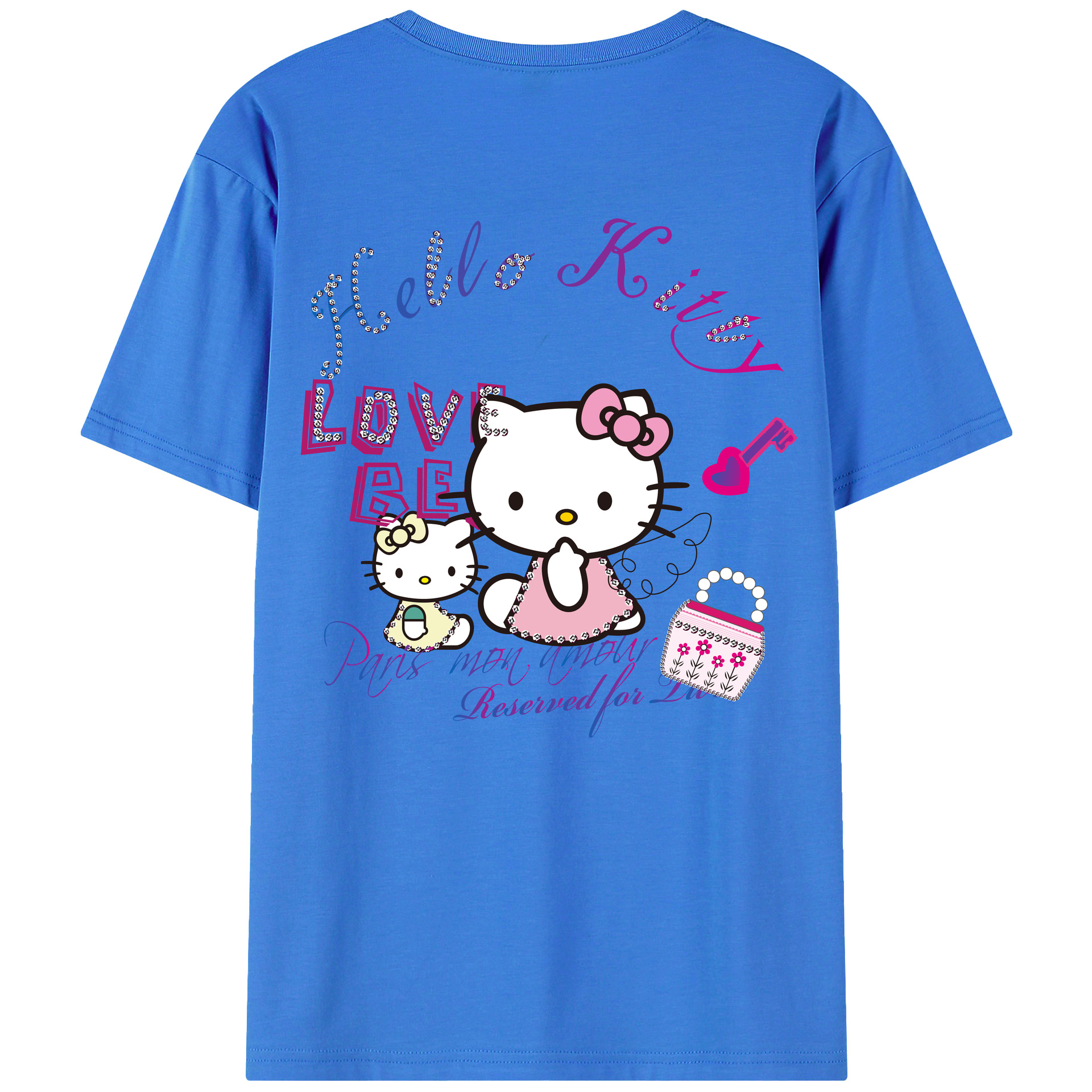 （画像用） Hello Kitty ハローキティ 綿100％半袖Tシャツ（背面プリント）