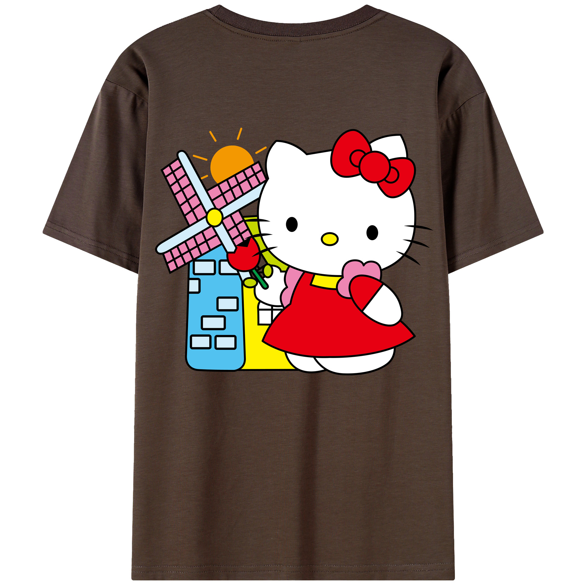 （画像用） Hello Kitty ハローキティ 綿100％半袖Tシャツ（背面プリント）