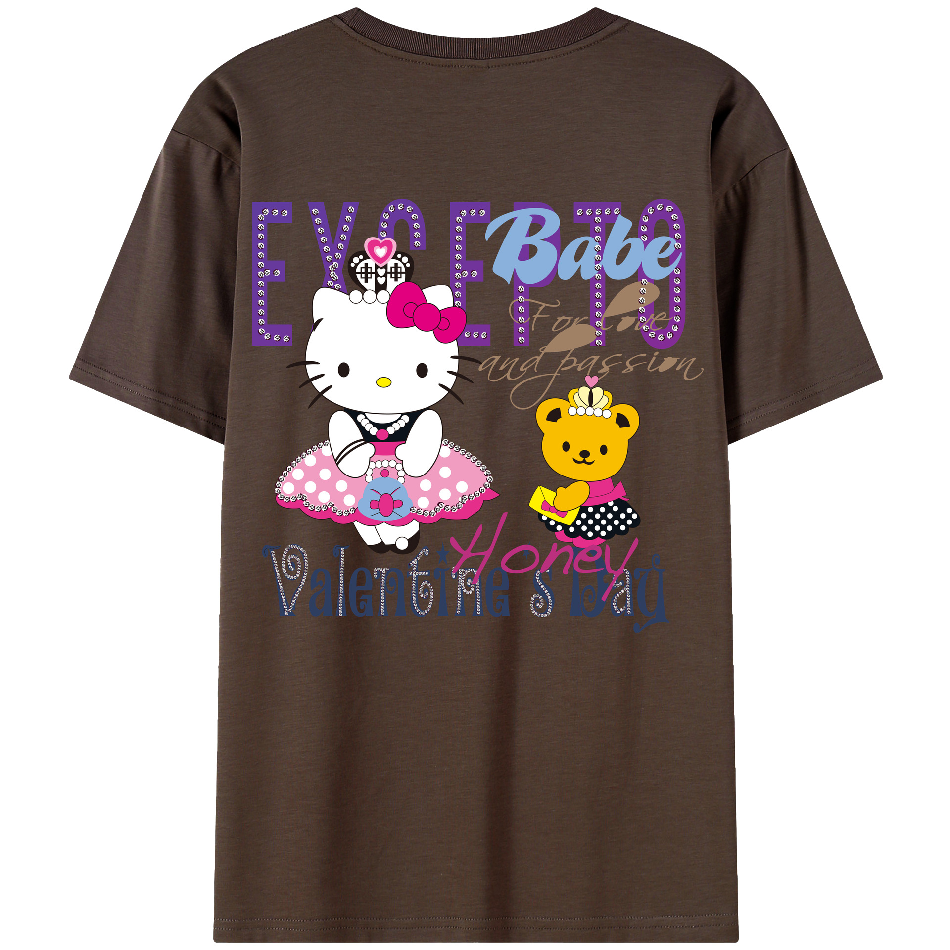 （画像用） Hello Kitty ハローキティ 綿100％半袖Tシャツ（背面プリント）