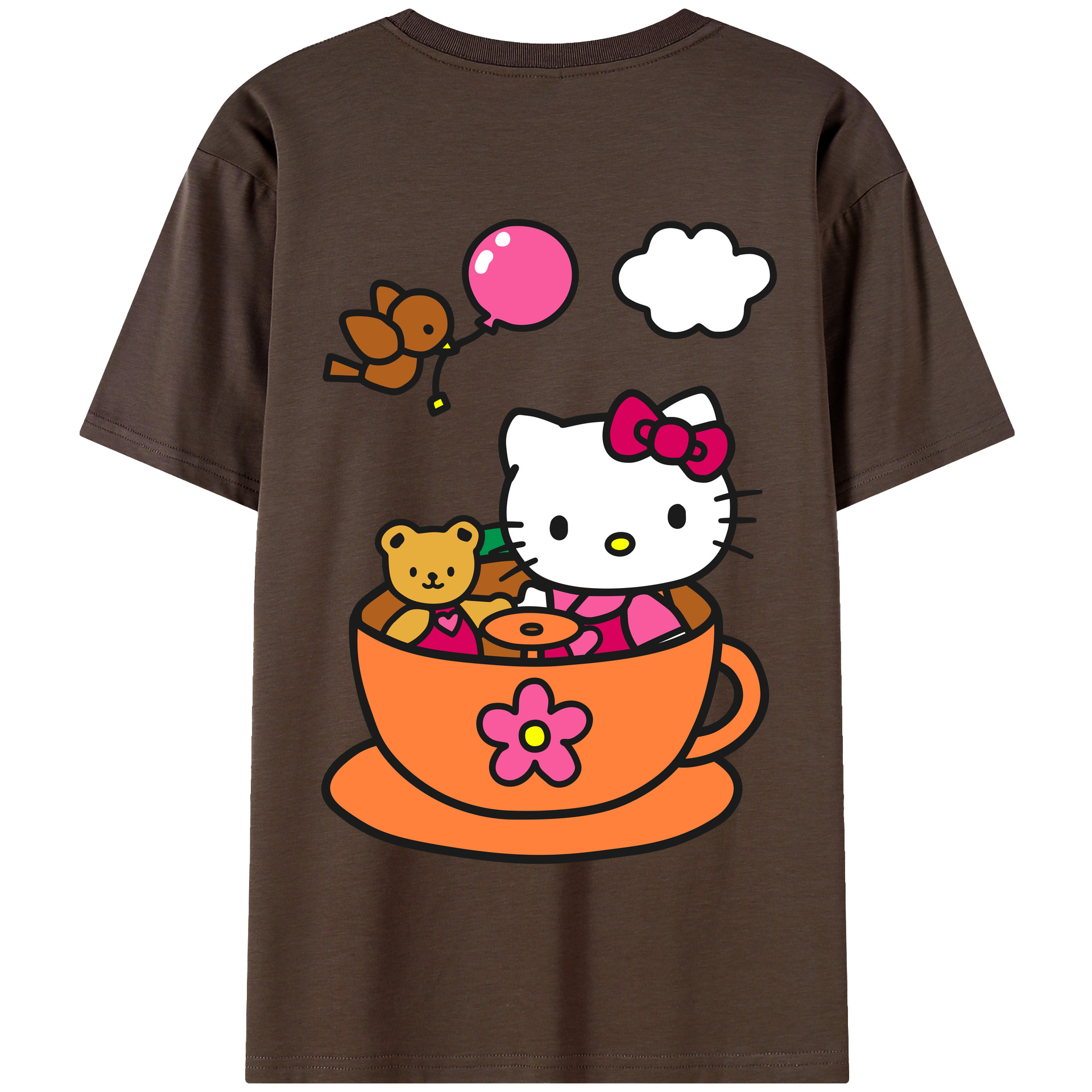 （画像用） Hello Kitty ハローキティ 綿100％半袖Tシャツ（背面プリント）