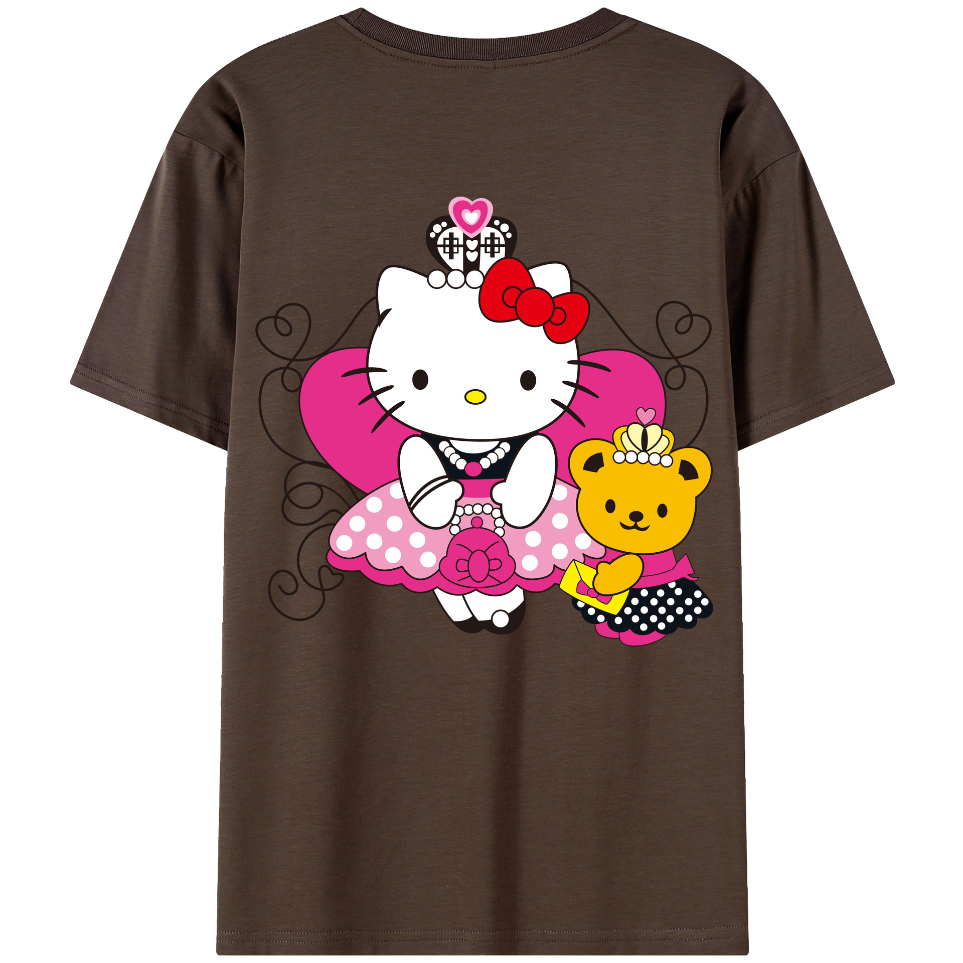 （画像用） Hello Kitty ハローキティ 綿100％半袖Tシャツ（背面プリント）