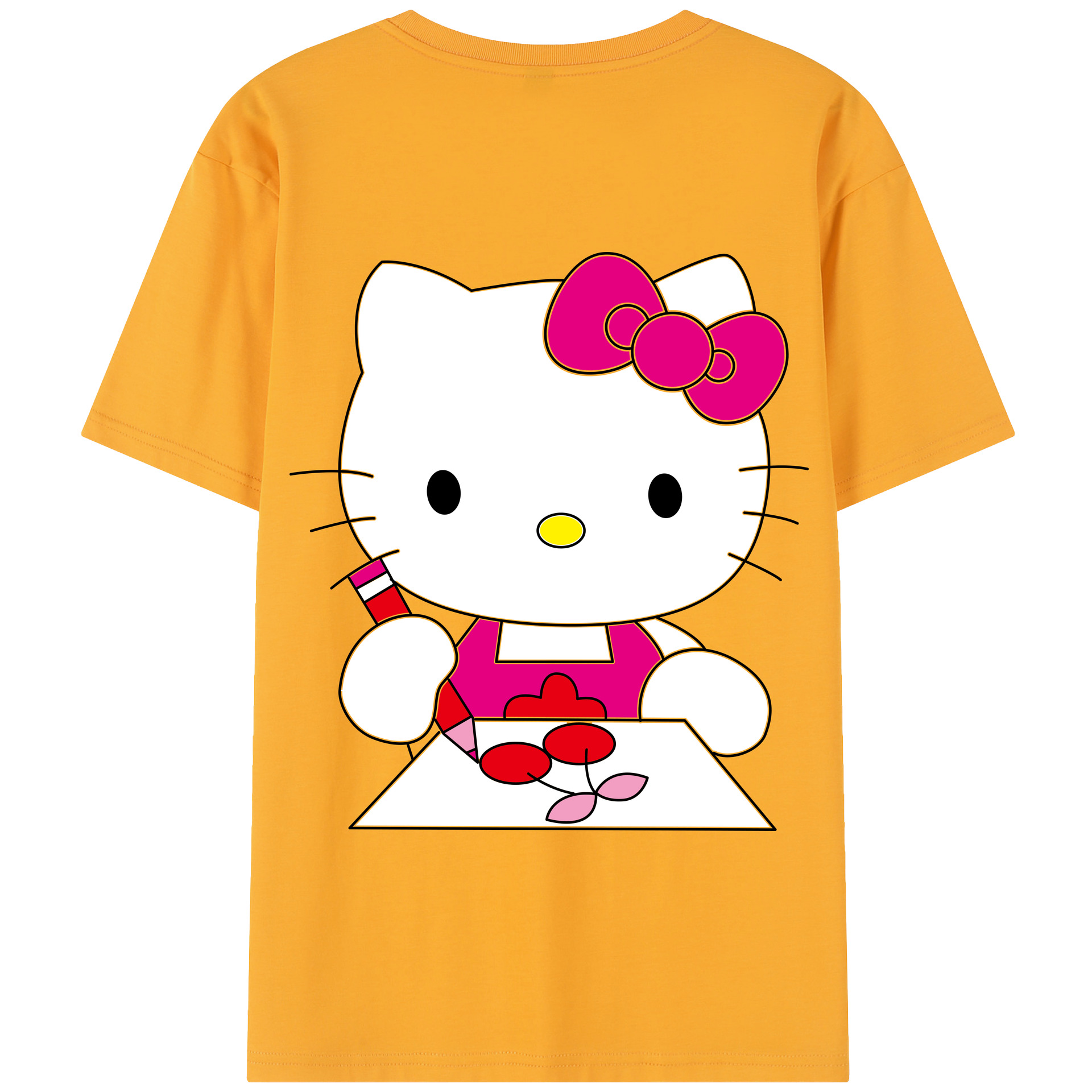 （画像用） Hello Kitty ハローキティ 綿100％半袖Tシャツ（背面プリント）