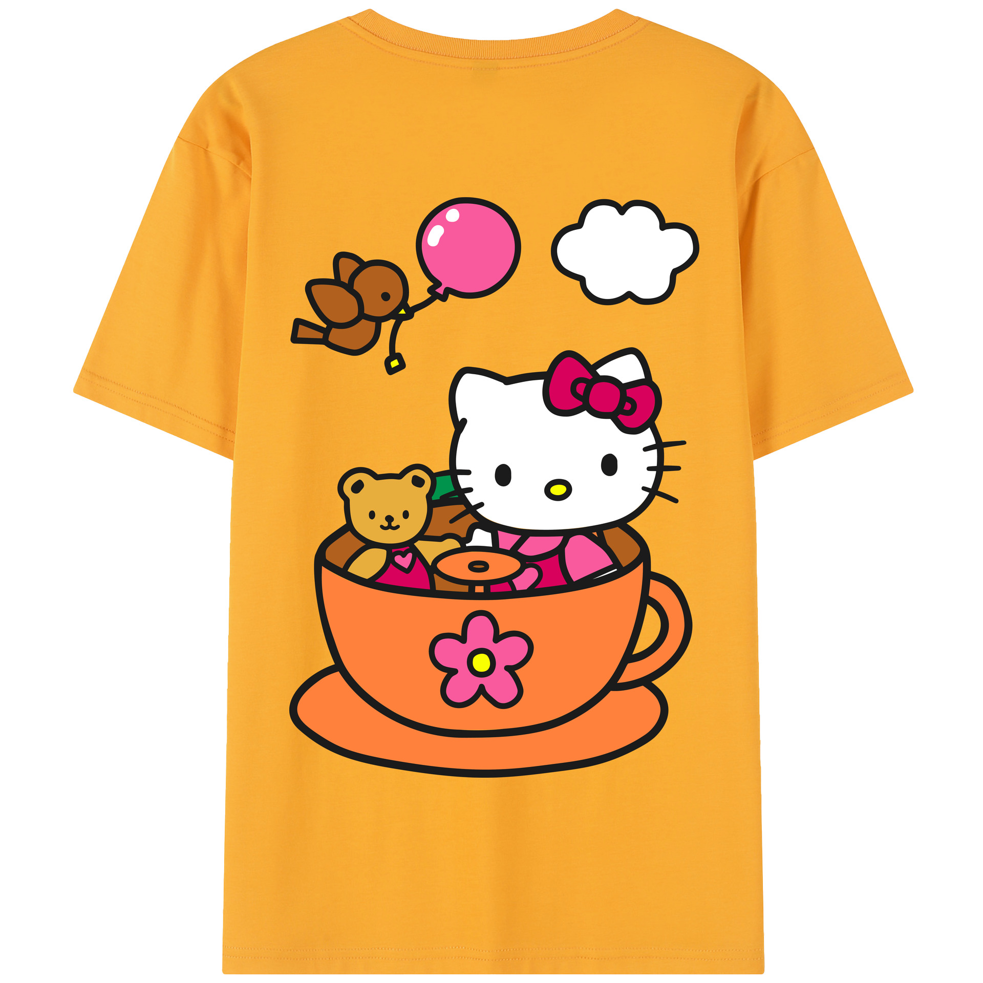 （画像用） Hello Kitty ハローキティ 綿100％半袖Tシャツ（背面プリント）