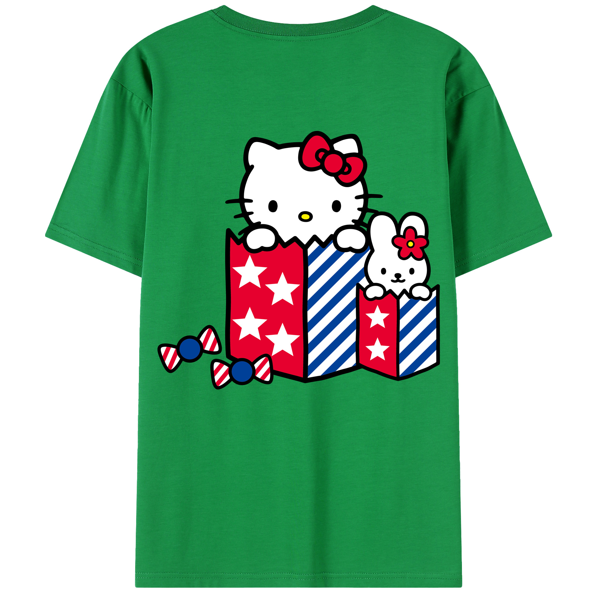 （画像用） Hello Kitty ハローキティ 綿100％半袖Tシャツ（背面プリント）
