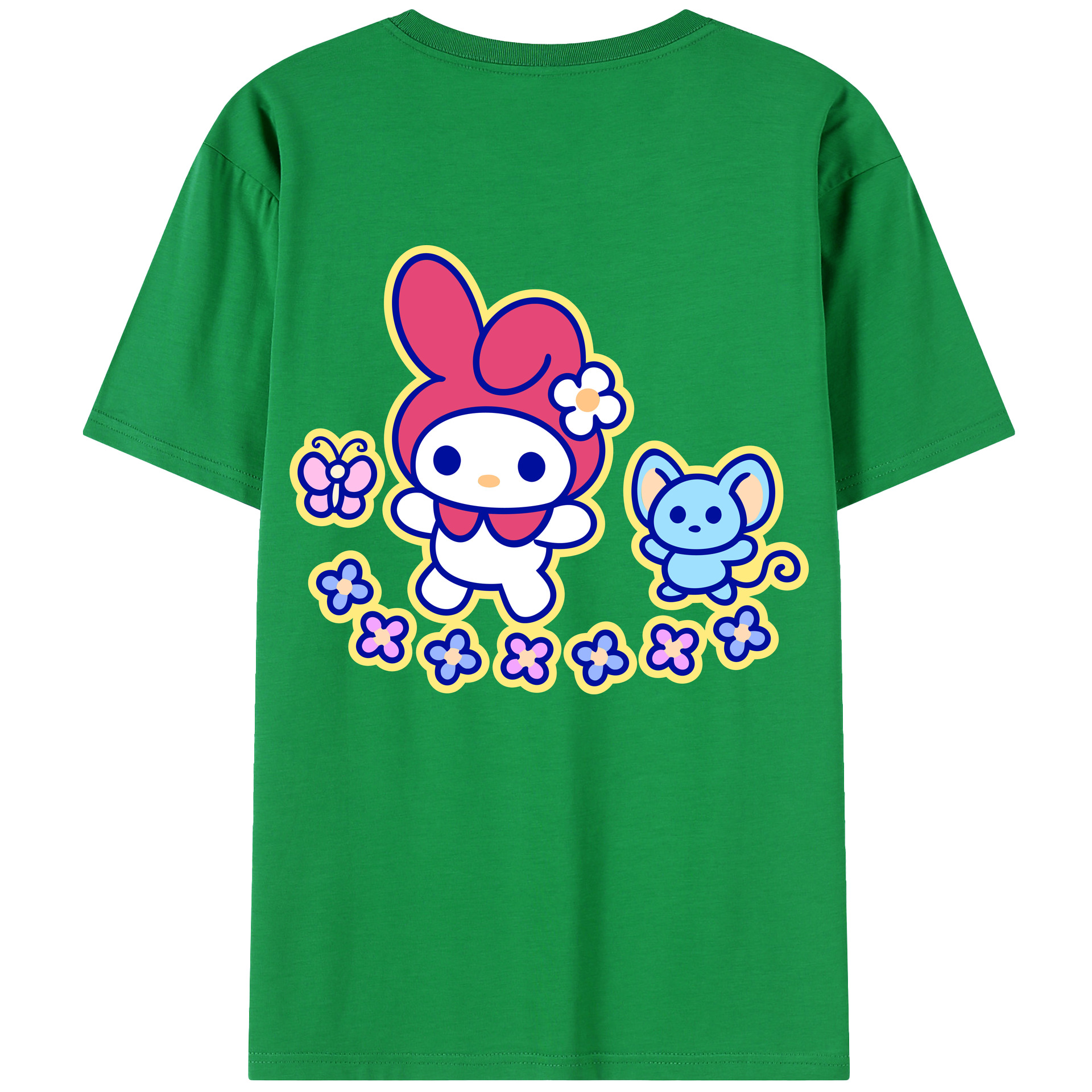 （画像用） Hello Kitty ハローキティ 綿100％半袖Tシャツ（背面プリント）