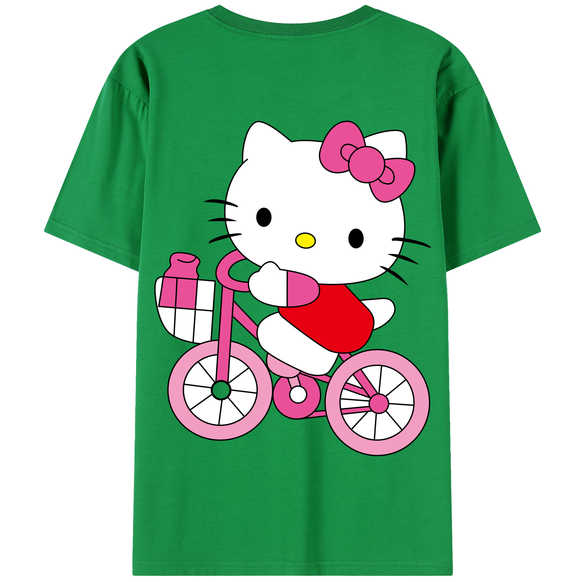 （画像用） Hello Kitty ハローキティ 綿100％半袖Tシャツ（背面プリント）