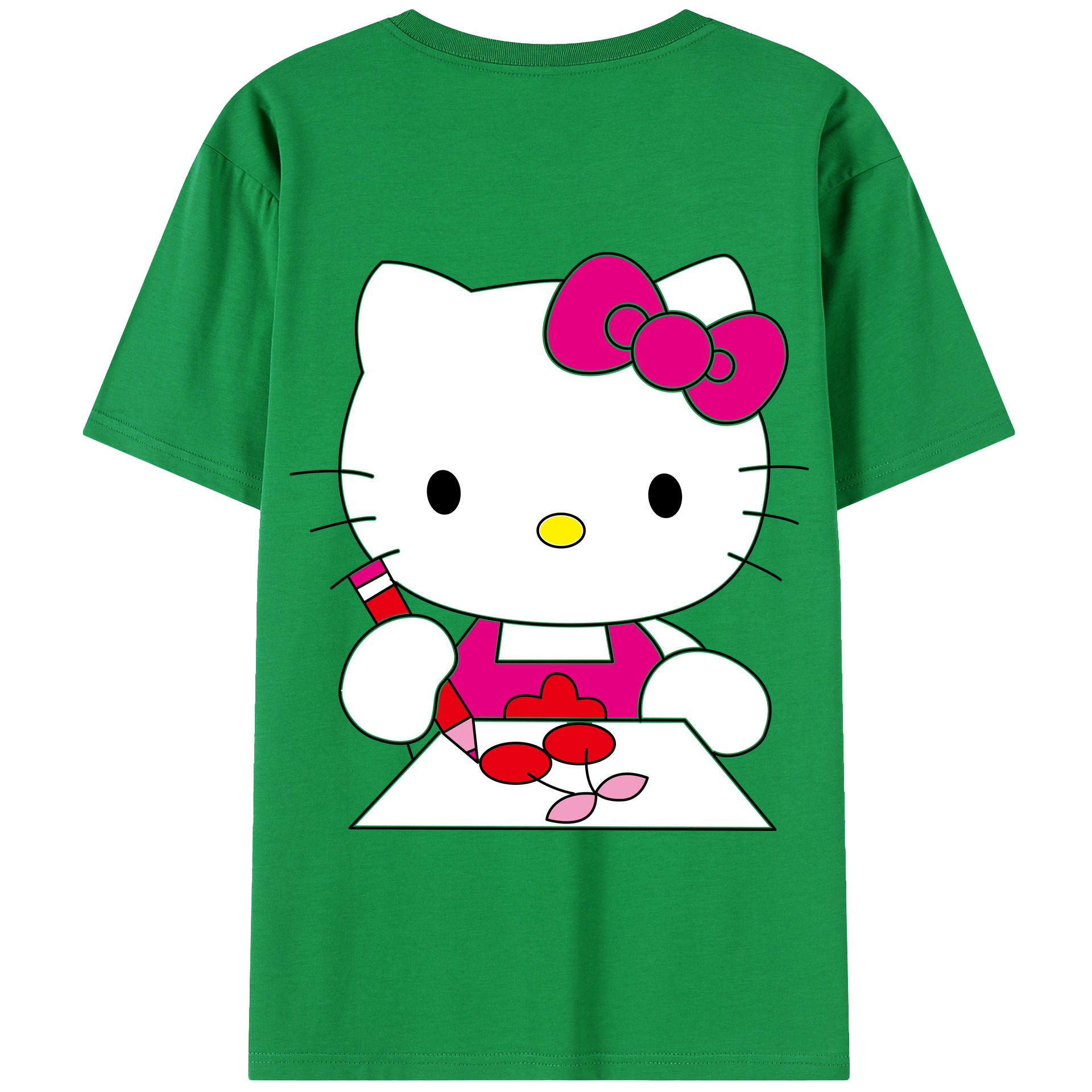 （画像用） Hello Kitty ハローキティ 綿100％半袖Tシャツ（背面プリント）