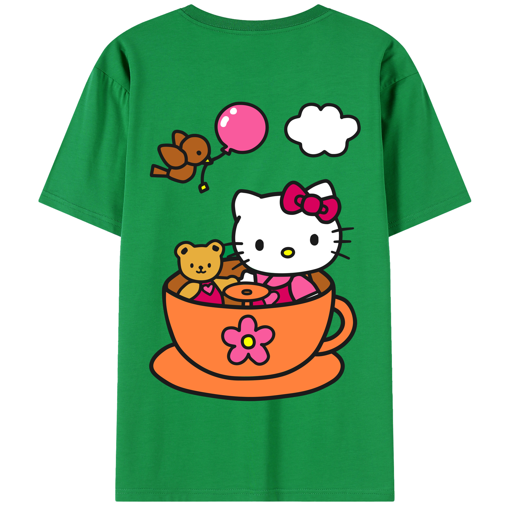 （画像用） Hello Kitty ハローキティ 綿100％半袖Tシャツ（背面プリント）