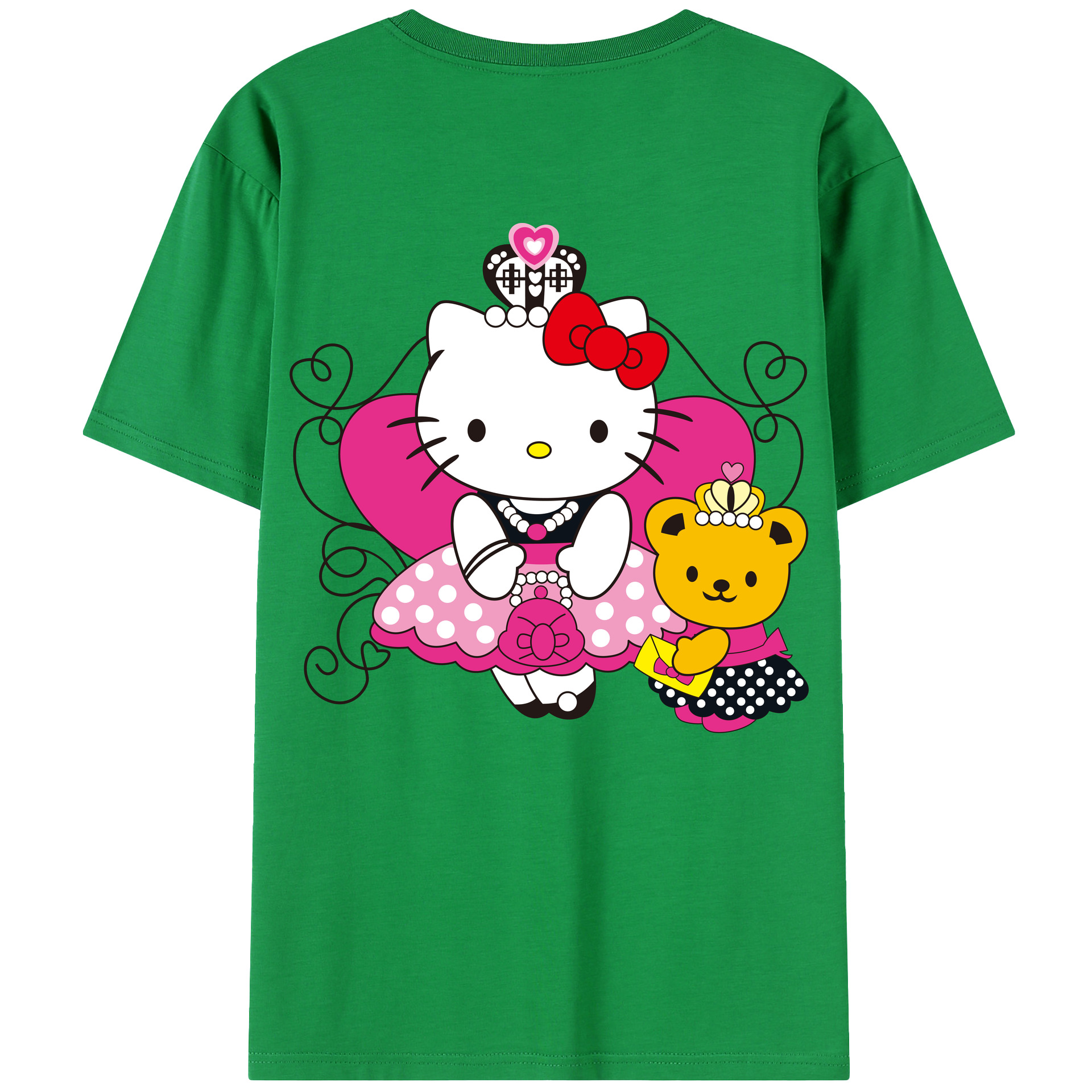 （画像用） Hello Kitty ハローキティ 綿100％半袖Tシャツ（背面プリント）