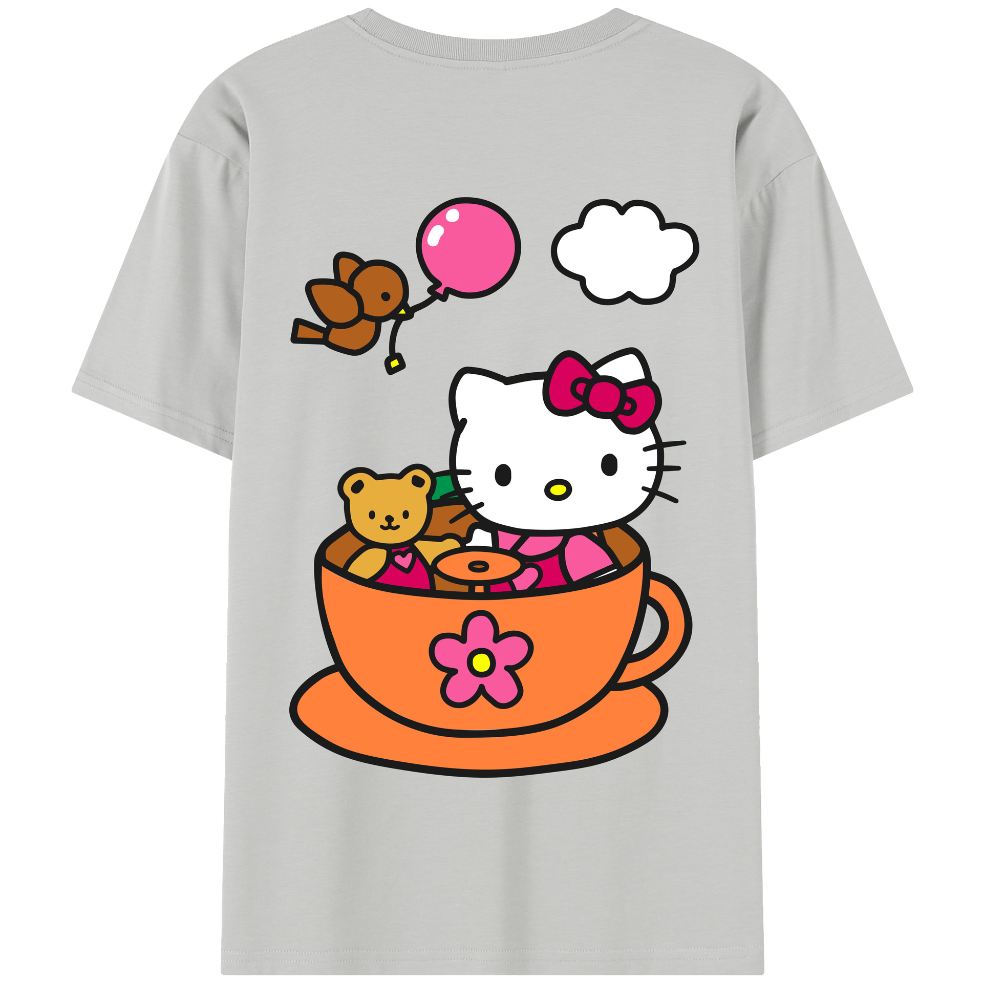 （画像用） Hello Kitty ハローキティ 綿100％半袖Tシャツ（背面プリント）